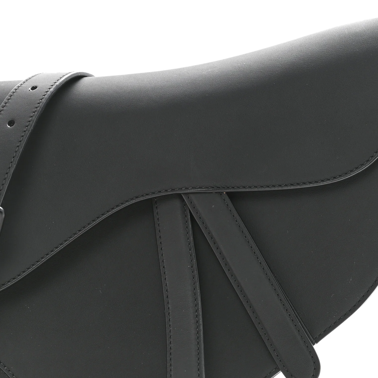 Ultra Matte Calfskin Saddle Bag With Strap Black - Image 8