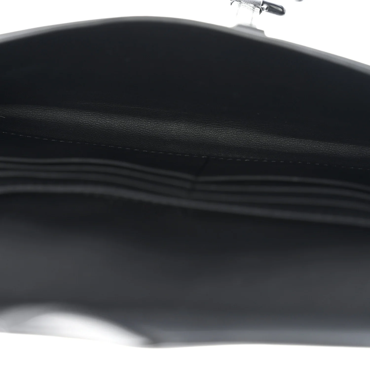 Ultra Matte Calfskin Saddle Chain Wallet Pouch Black - Image 6