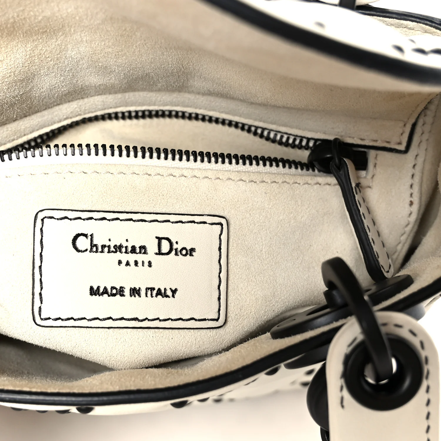 Ultra Matte Calfskin Studded Mini Supple Lady Dior White Black - Image 6