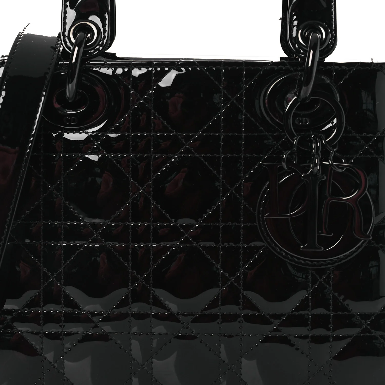 Ultraglossy Patent Cannage Small Lady Dior Black - Image 8
