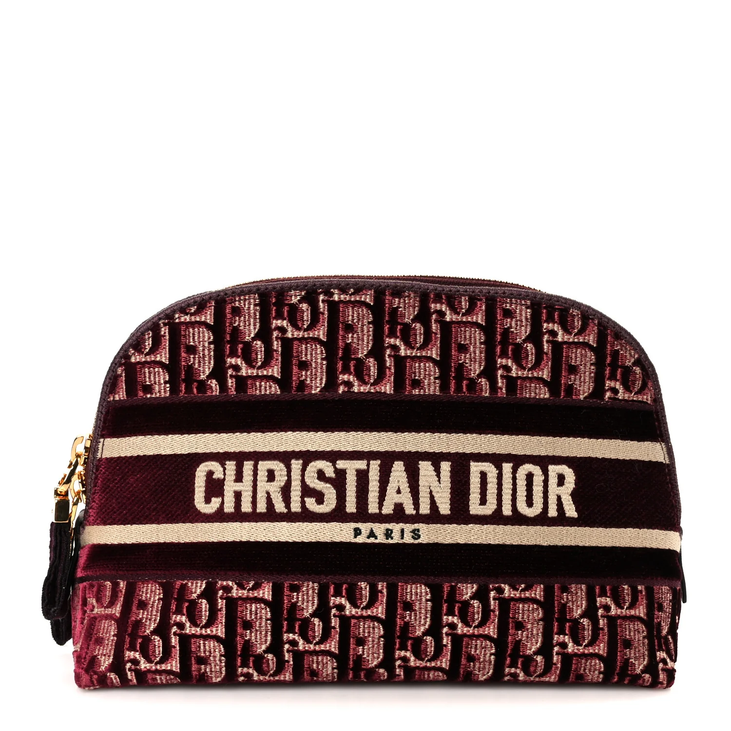 Velvet Oblique Cosmetic Pouch Burgundy