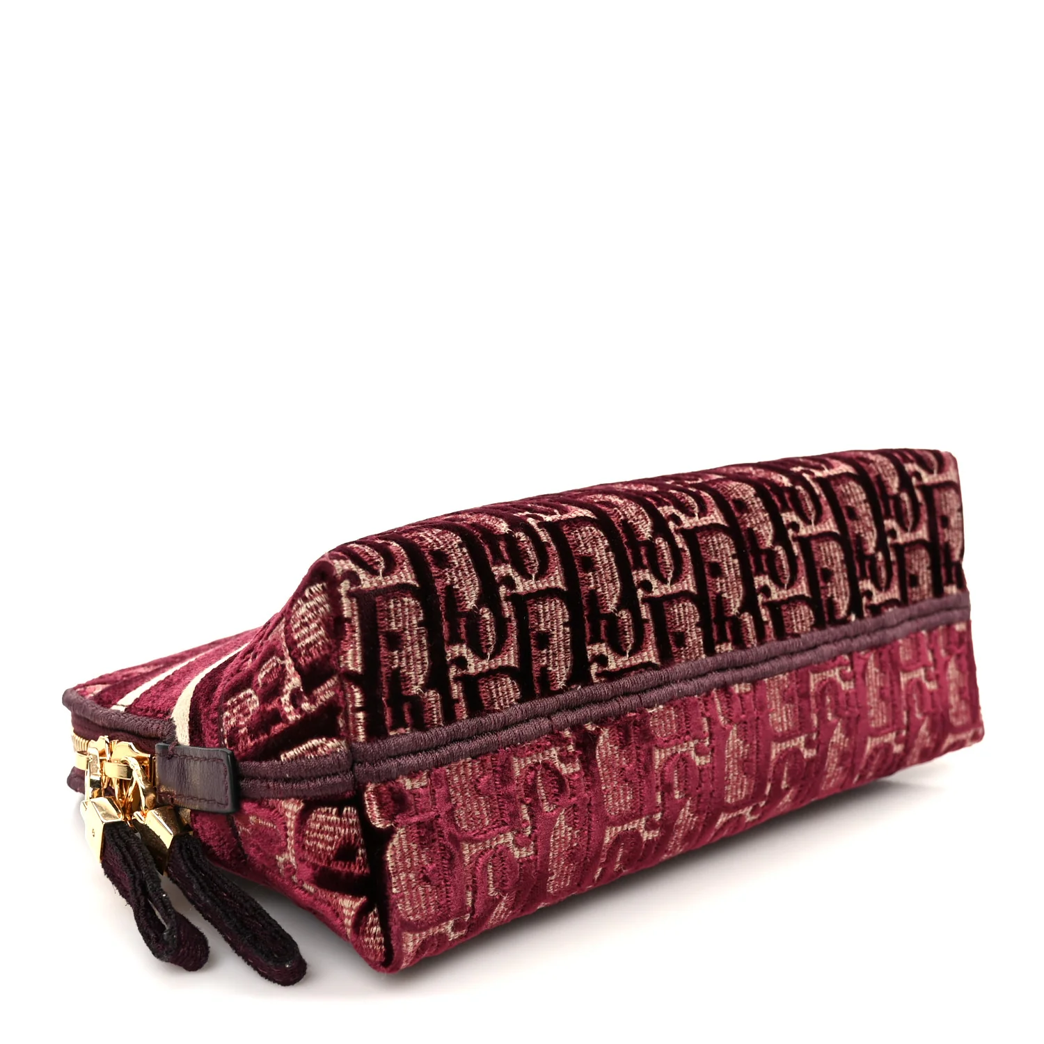 Velvet Oblique Cosmetic Pouch Burgundy - Image 4