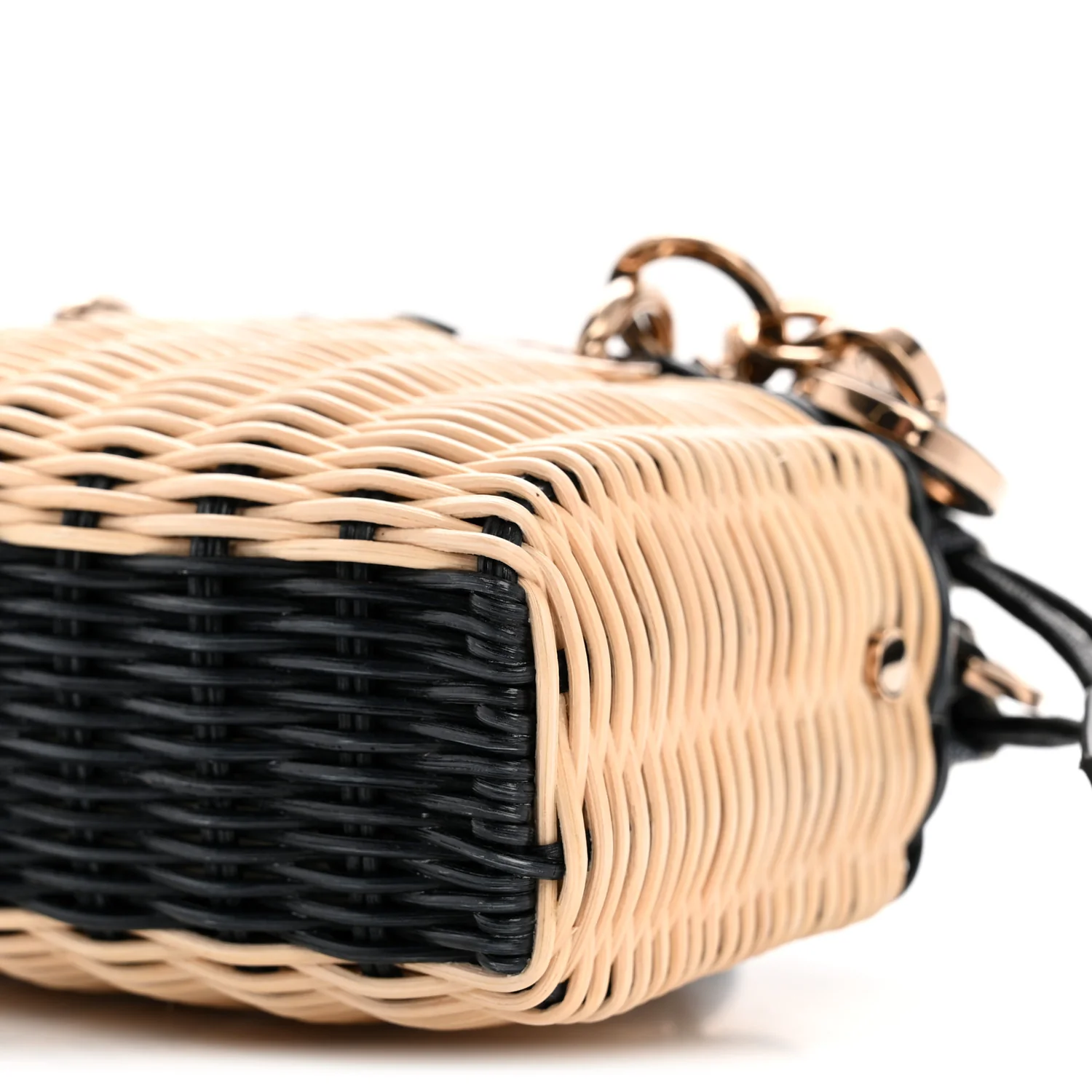 Wicker Oblique Micro Lady D-Joy Bag Natural Black - Image 10