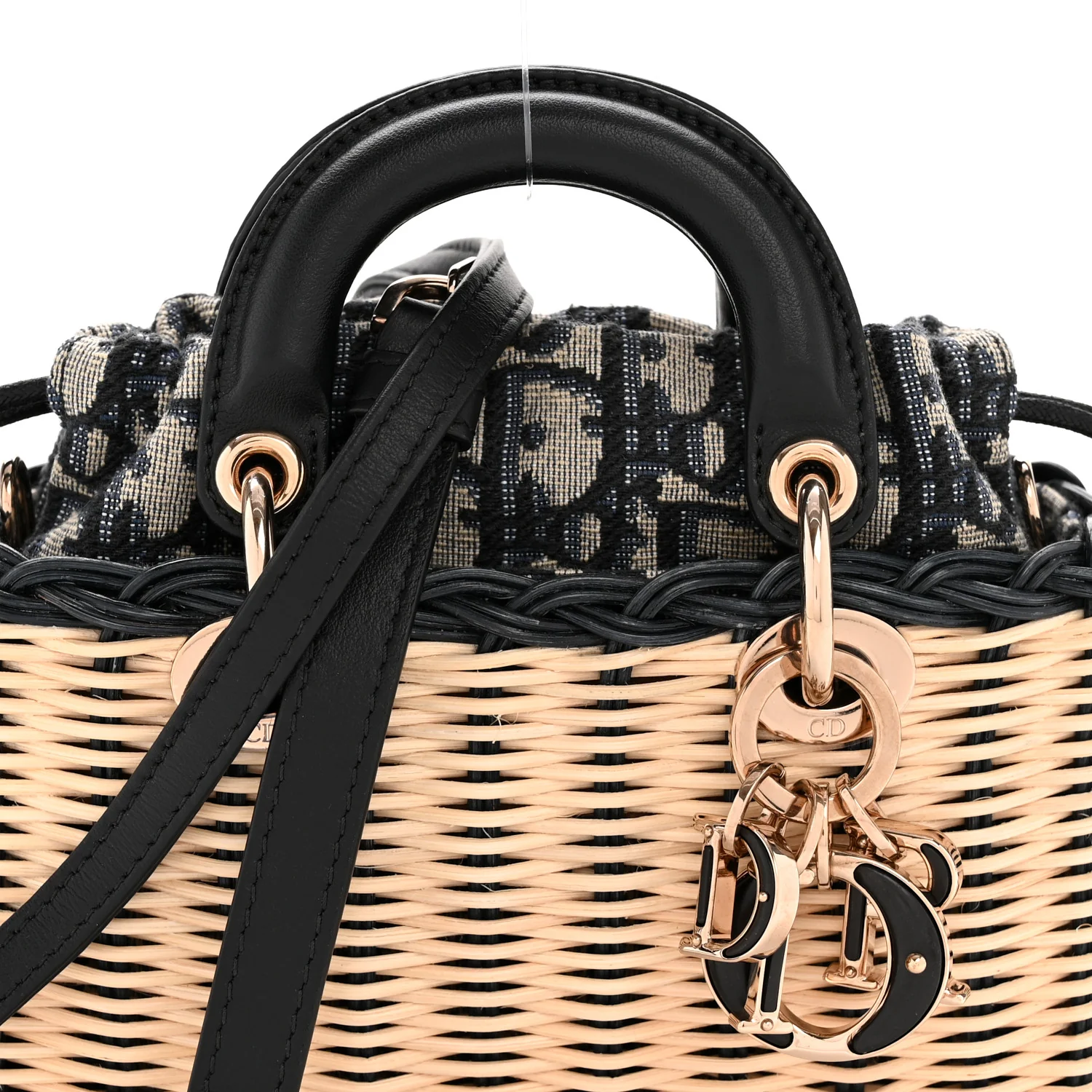Wicker Oblique Micro Lady D-Joy Bag Natural Black - Image 8