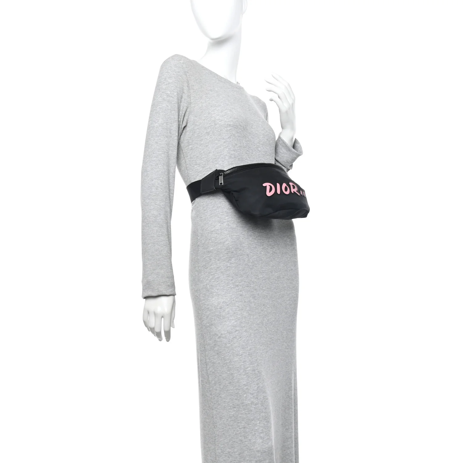 X KAWS Nylon Calfskin Bee Belt Bag Black - Image 2
