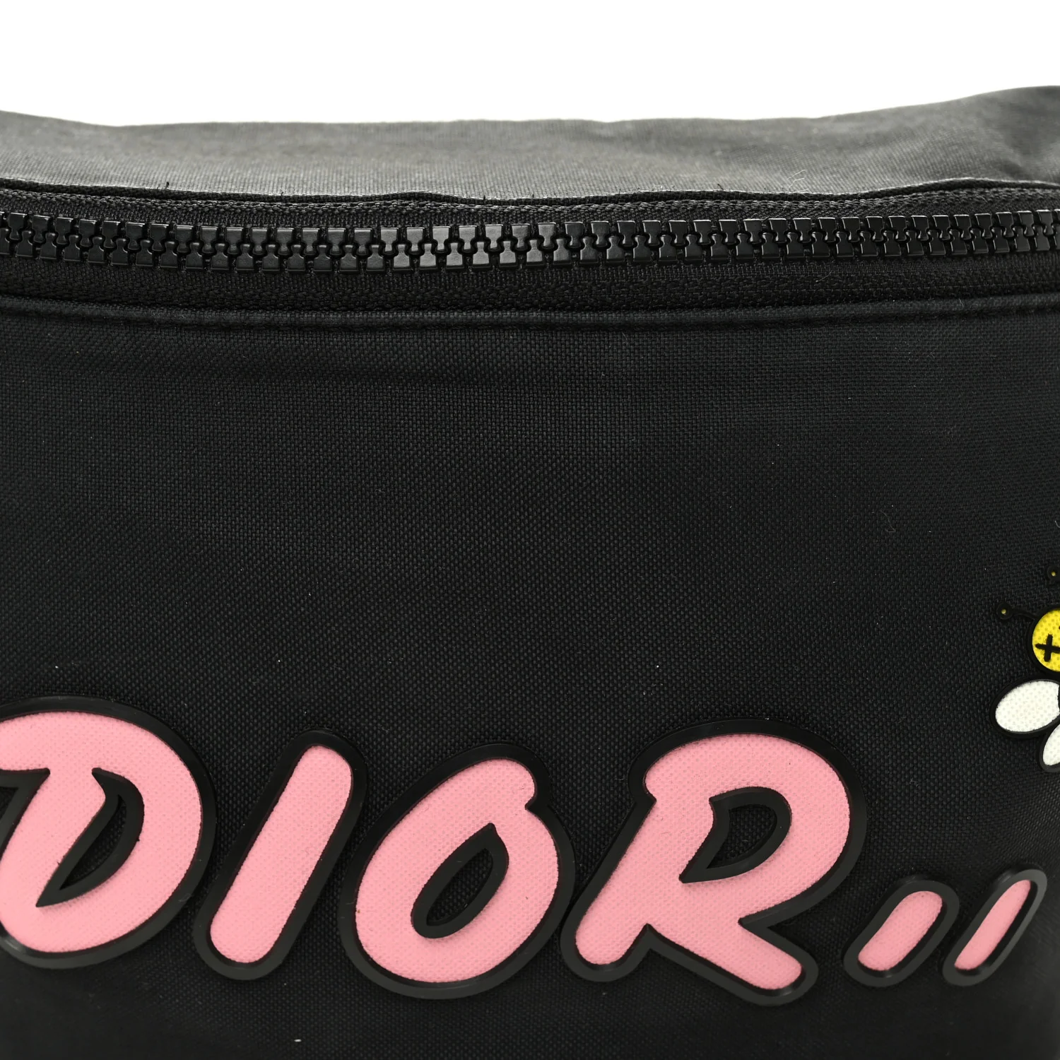 X KAWS Nylon Calfskin Bee Belt Bag Black - Image 8