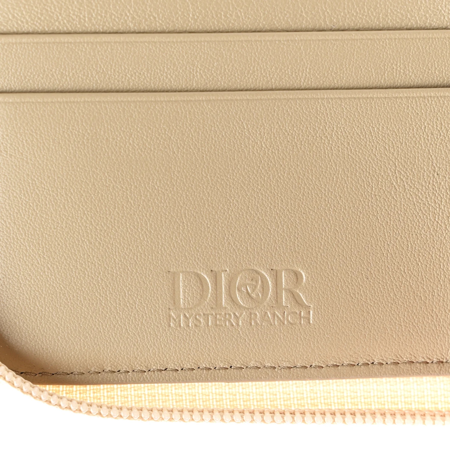 X MYSTERY RANCH Cordura Nylon Calfskin Zipped Bi-Fold Wallet Beige - Image 6