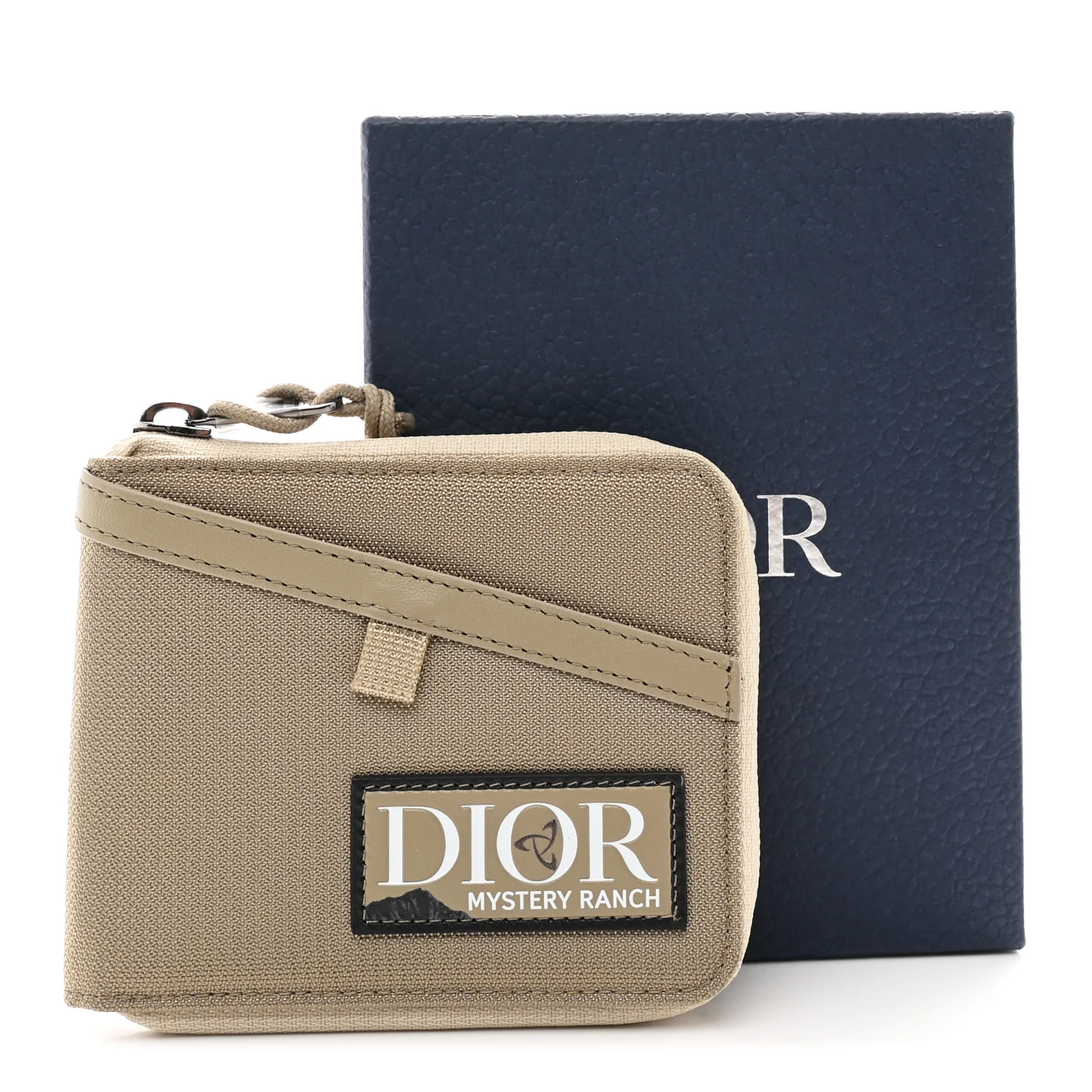 X MYSTERY RANCH Cordura Nylon Calfskin Zipped Bi-Fold Wallet Beige - Image 7