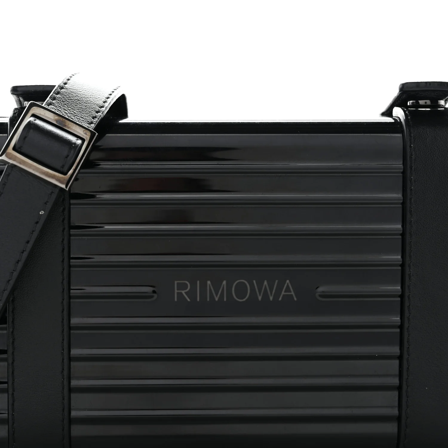X RIMOWA Aluminum Personal Clutch On Strap Black - Image 7