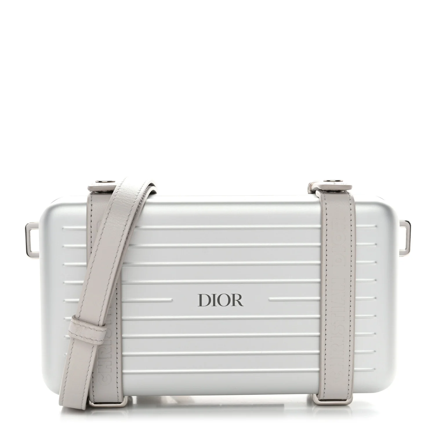 X RIMOWA Aluminum Personal Clutch On Strap Silver