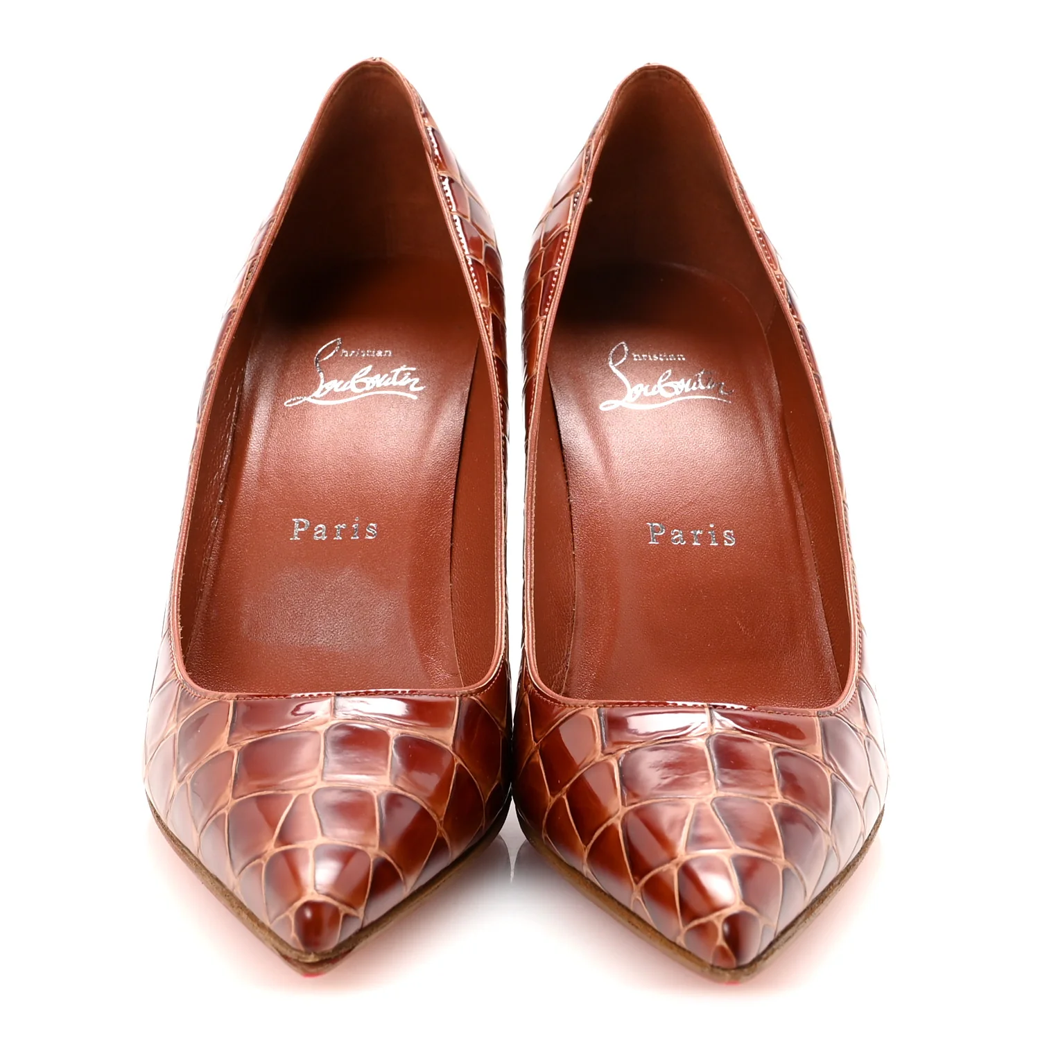 Calfskin Crocodile Embossed Kate 85 Pumps 38 Acajou - Image 3