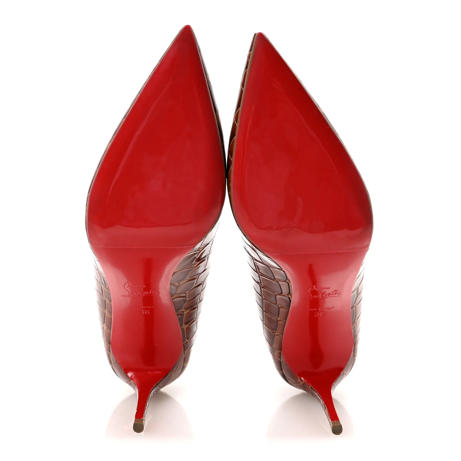 Calfskin Crocodile Embossed Kate 85 Pumps 38 Acajou - Image 6