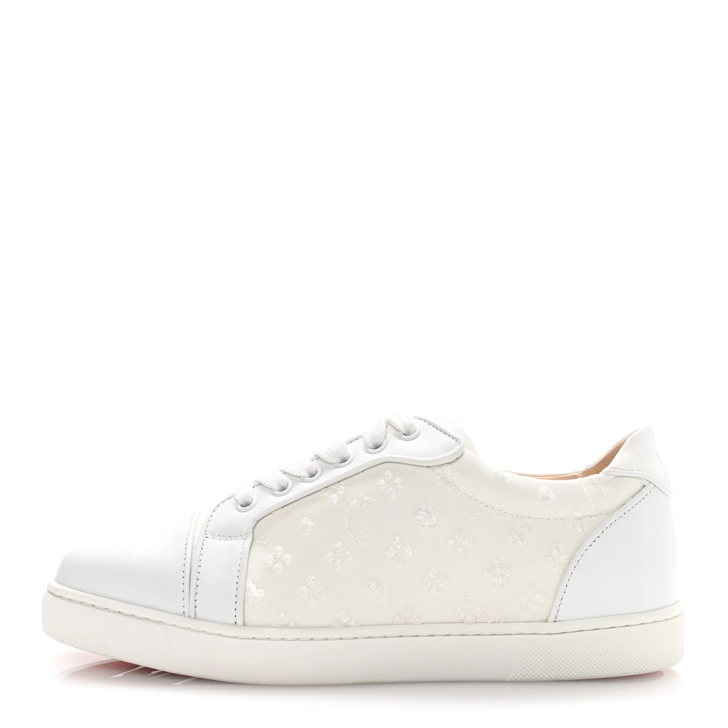 Calfskin Embroidered Womens Vieira Flat Sneakers 39.5 White