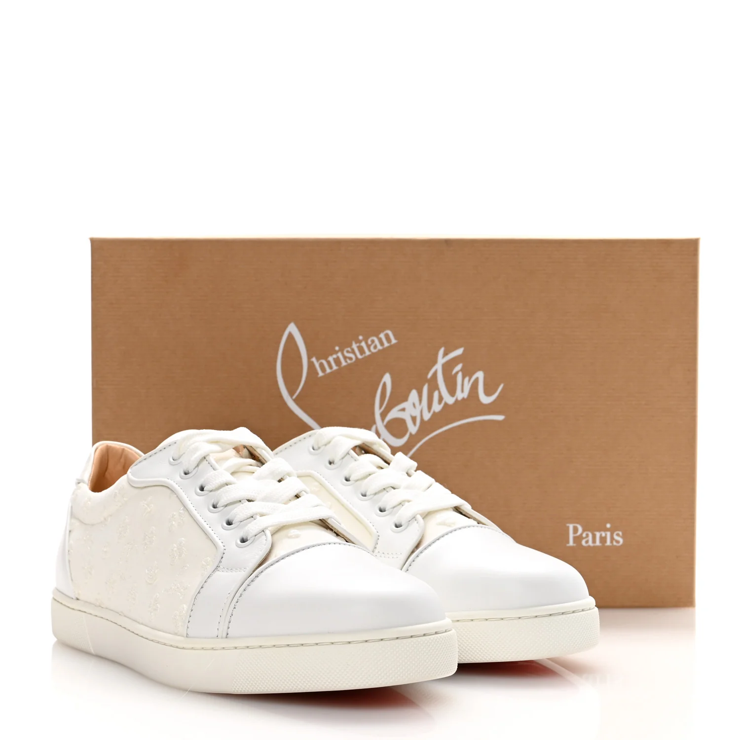 Calfskin Embroidered Womens Vieira Flat Sneakers 39.5 White - Image 9