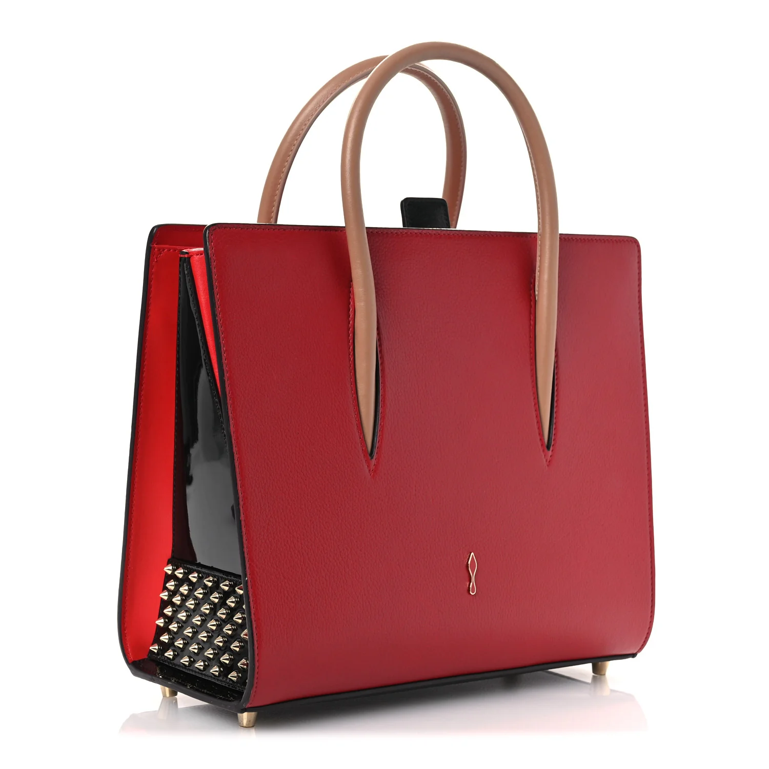 Calfskin Empire Patent Studded Medium Paloma Loulou Carmin Black - Image 3