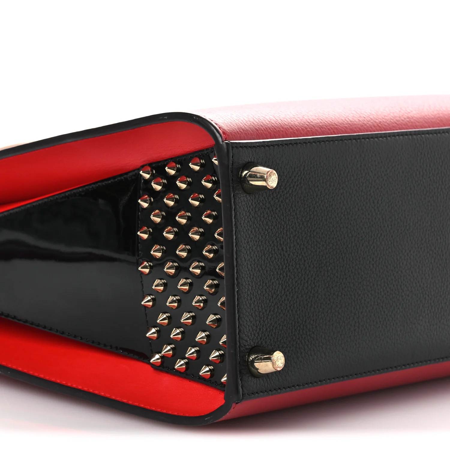 Calfskin Empire Patent Studded Medium Paloma Loulou Carmin Black - Image 8