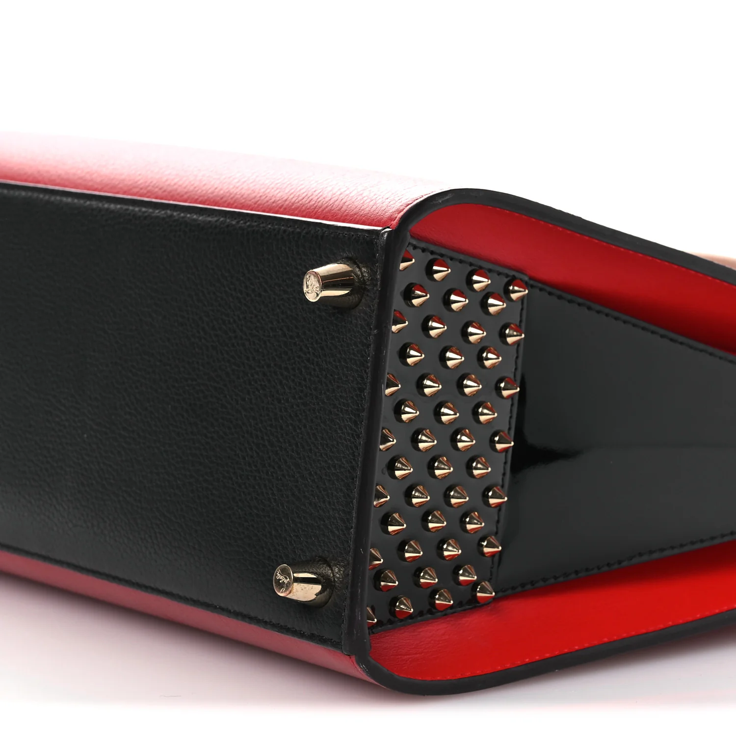 Calfskin Empire Patent Studded Medium Paloma Loulou Carmin Black - Image 9
