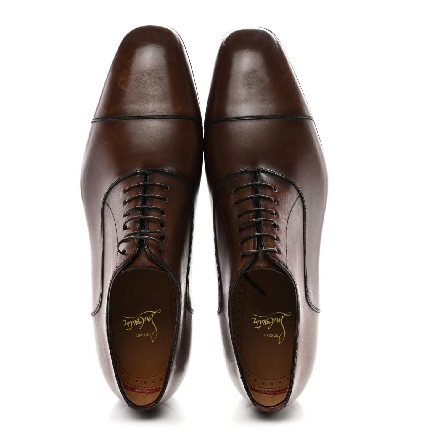 Calfskin Mens Greggo Flat Oxfords 42.5 Brown - Image 2