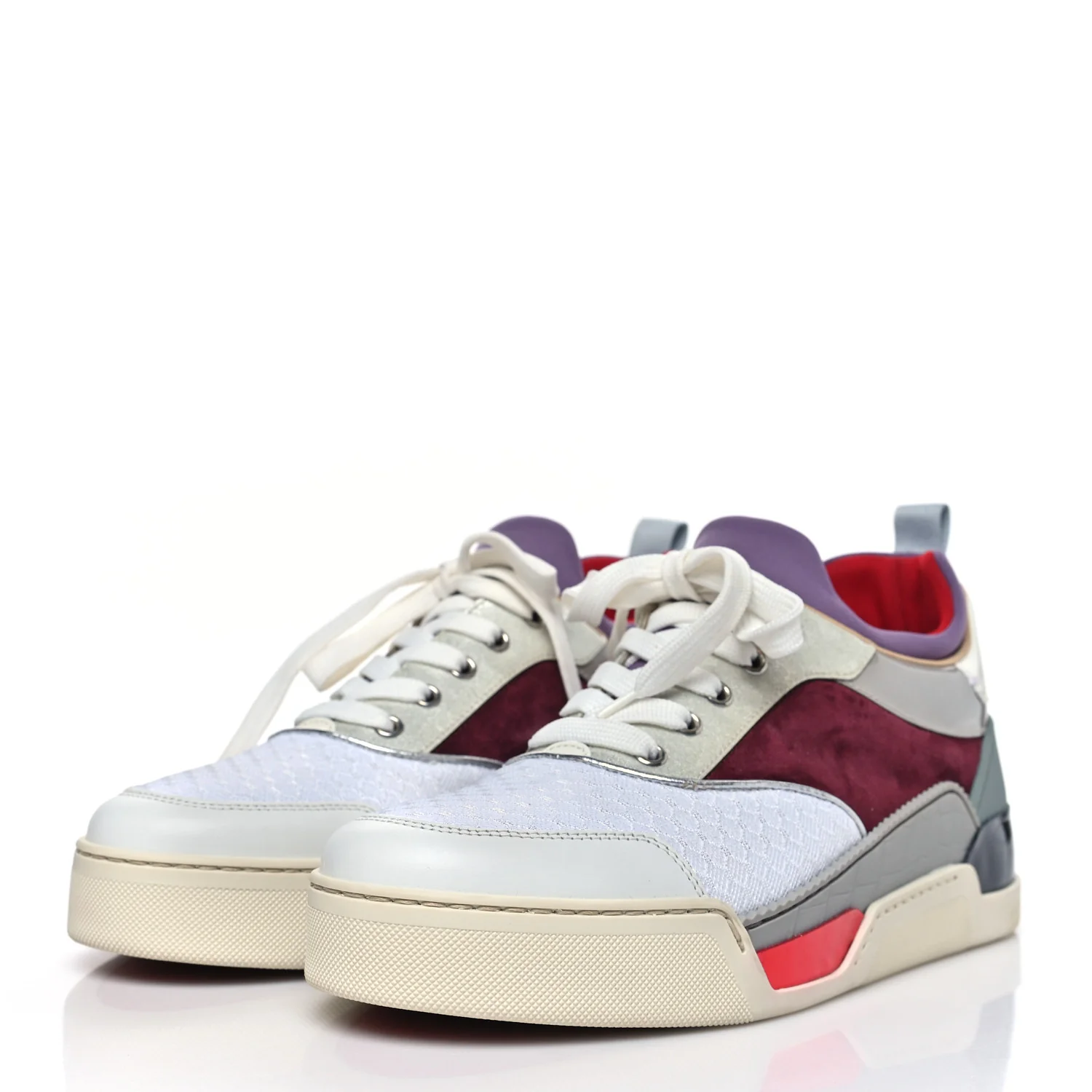 Calfskin Mesh Patent Glitter Veau Velours Aurelien Flat Sneakers 42 Version Multi - Image 4