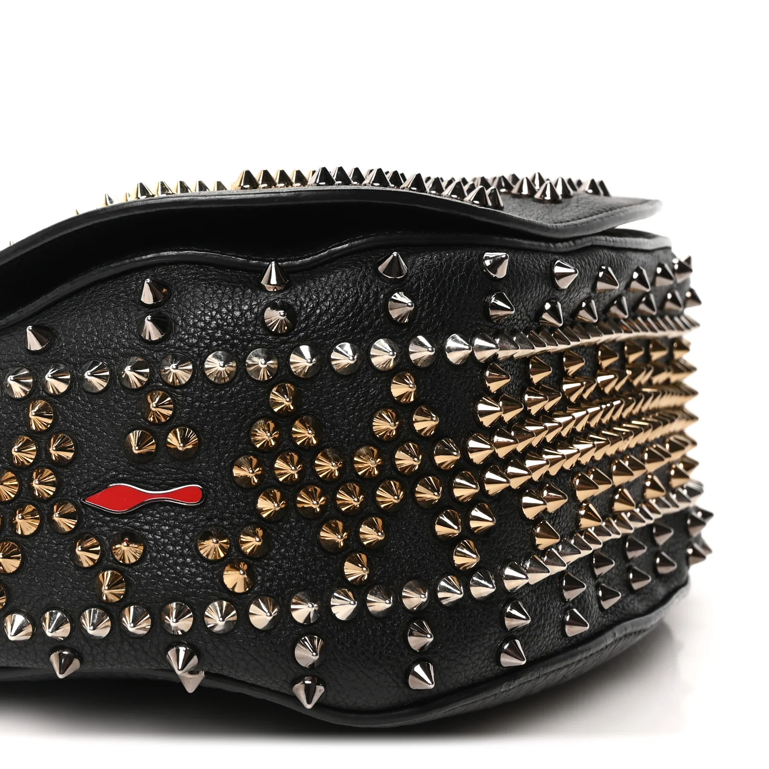 Calfskin Mix Chevron Spikes Panettone Messenger Black - Image 15