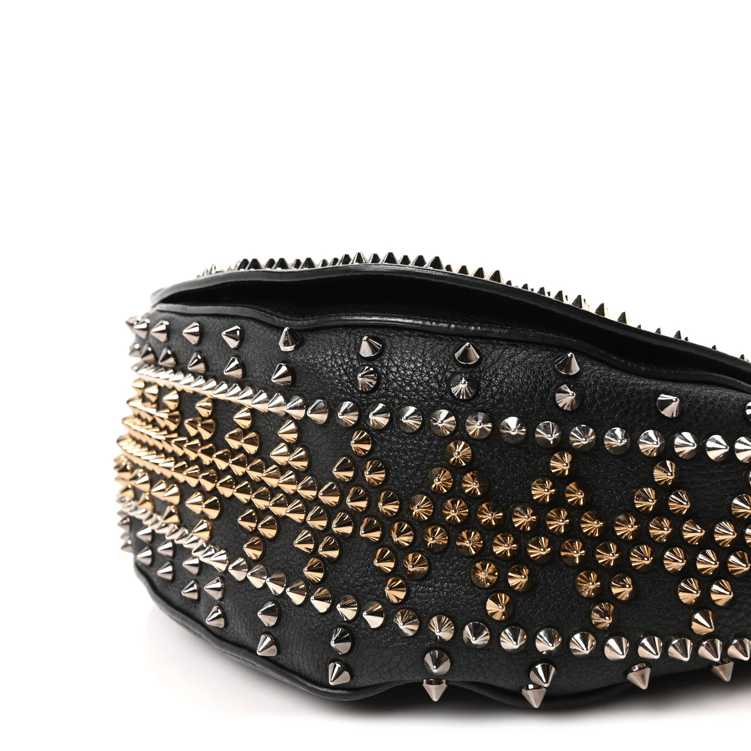 Calfskin Mix Chevron Spikes Panettone Messenger Black - Image 16