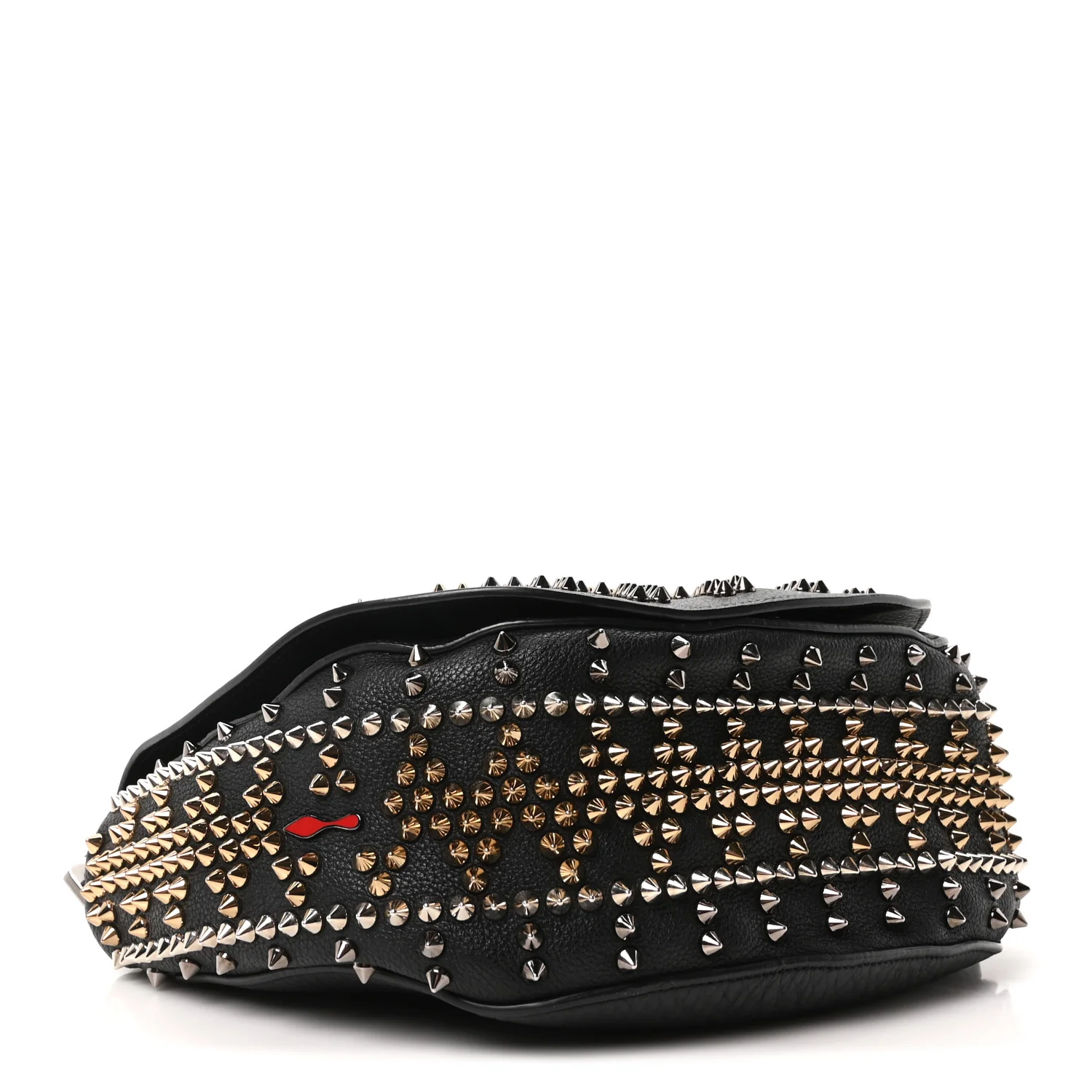 Calfskin Mix Chevron Spikes Panettone Messenger Black - Image 7