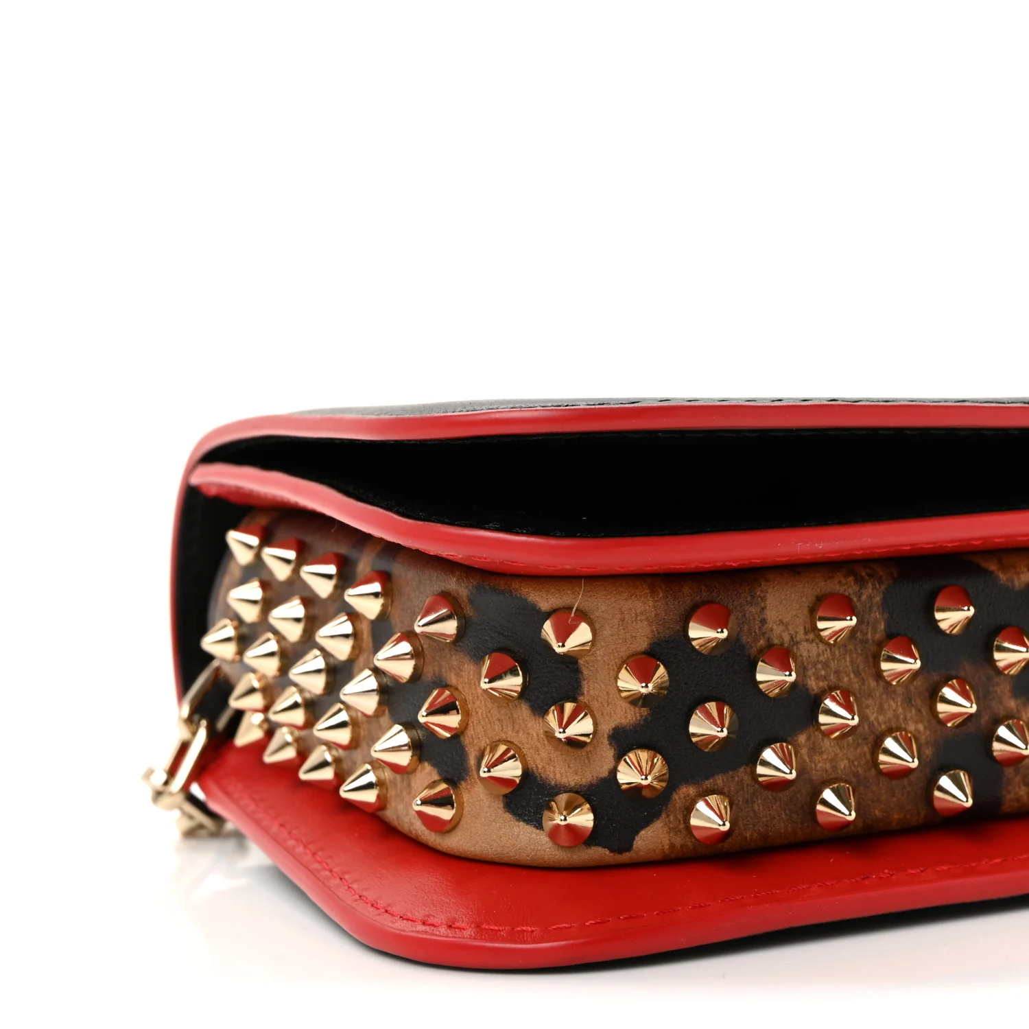 Calfskin Nappa Leopard Print Spikes Small Paloma Bag Black - Image 8