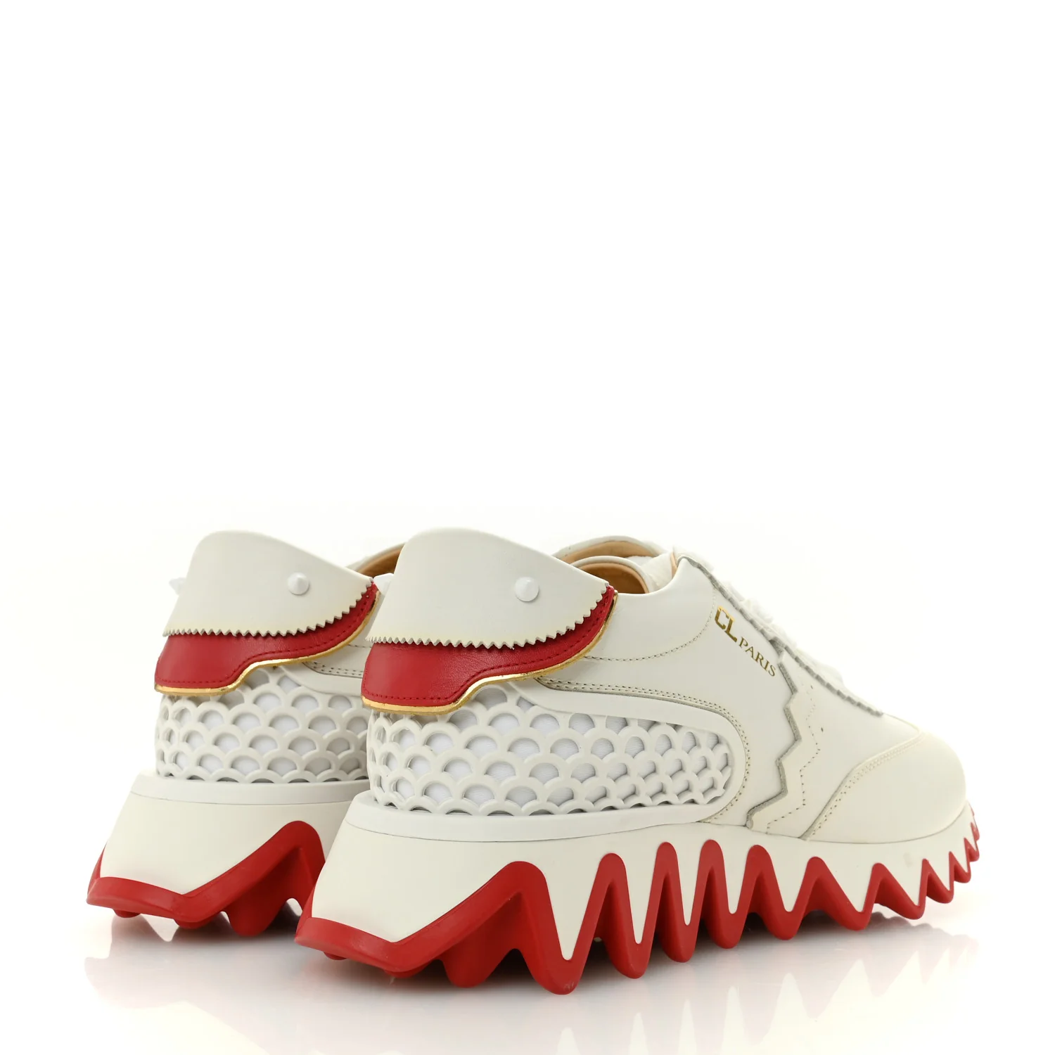 Calfskin Neoprene Womens Loubishark Sneakers 39 White - Image 5