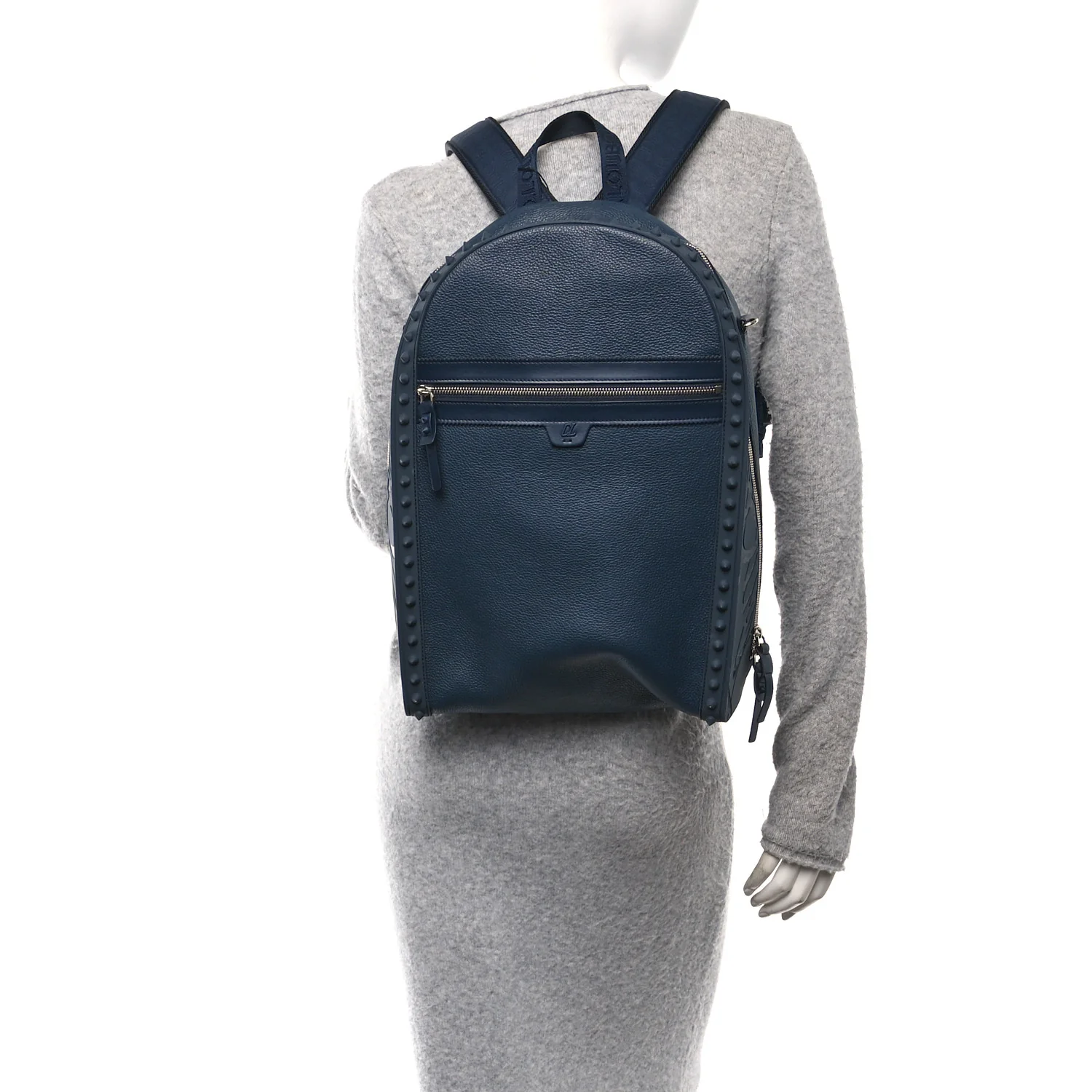 Calfskin Nylon Backparis Spiked Backpack Marine - Image 2