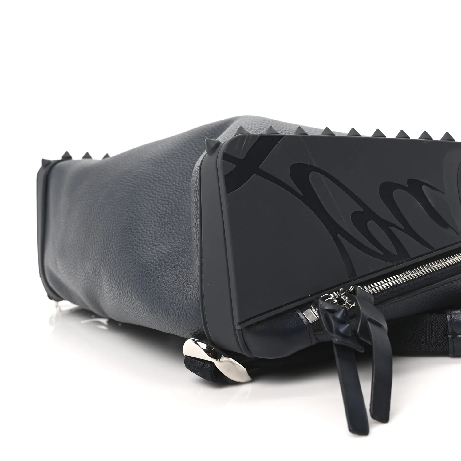 Calfskin Nylon Backparis Spiked Backpack Marine - Image 9