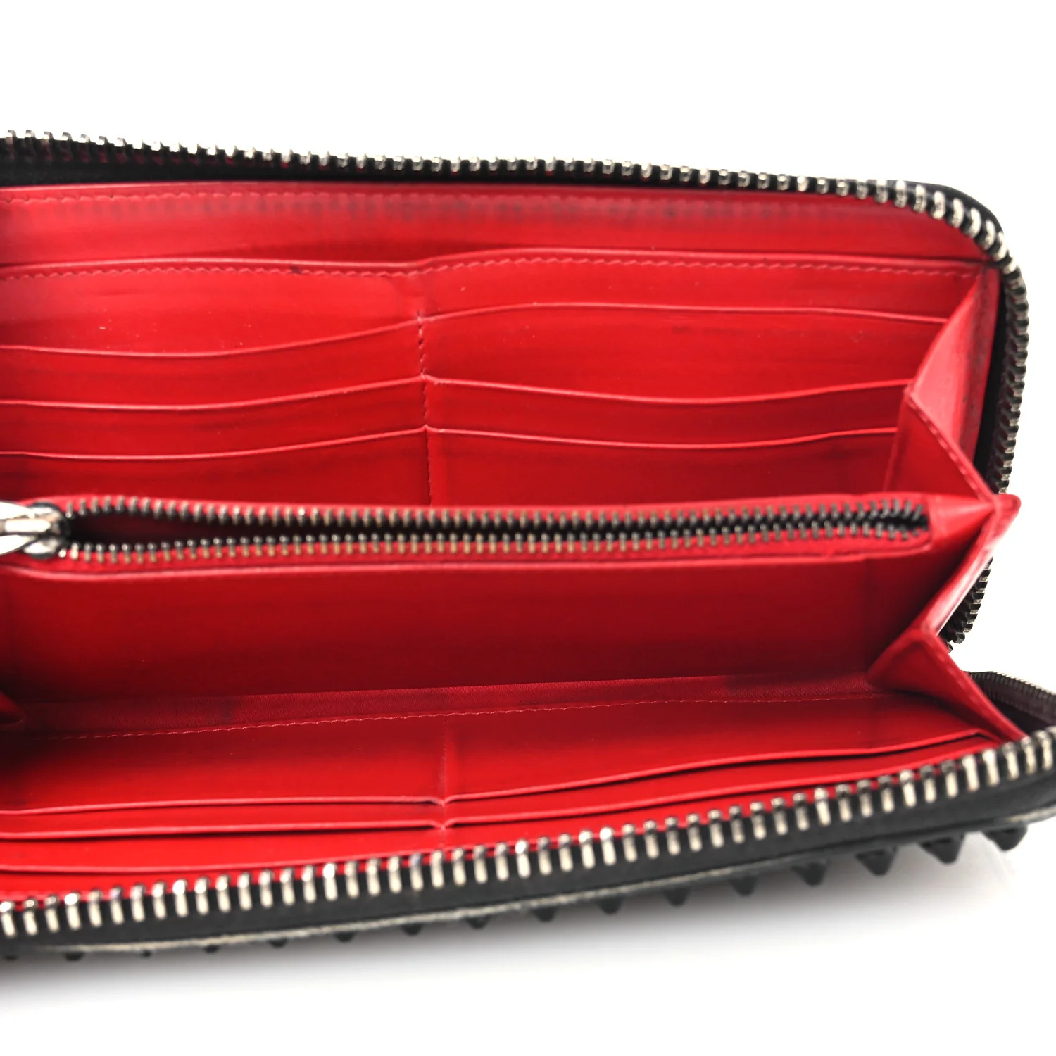 Calfskin Panettone Spiked Zip Around Wallet Black - Image 5