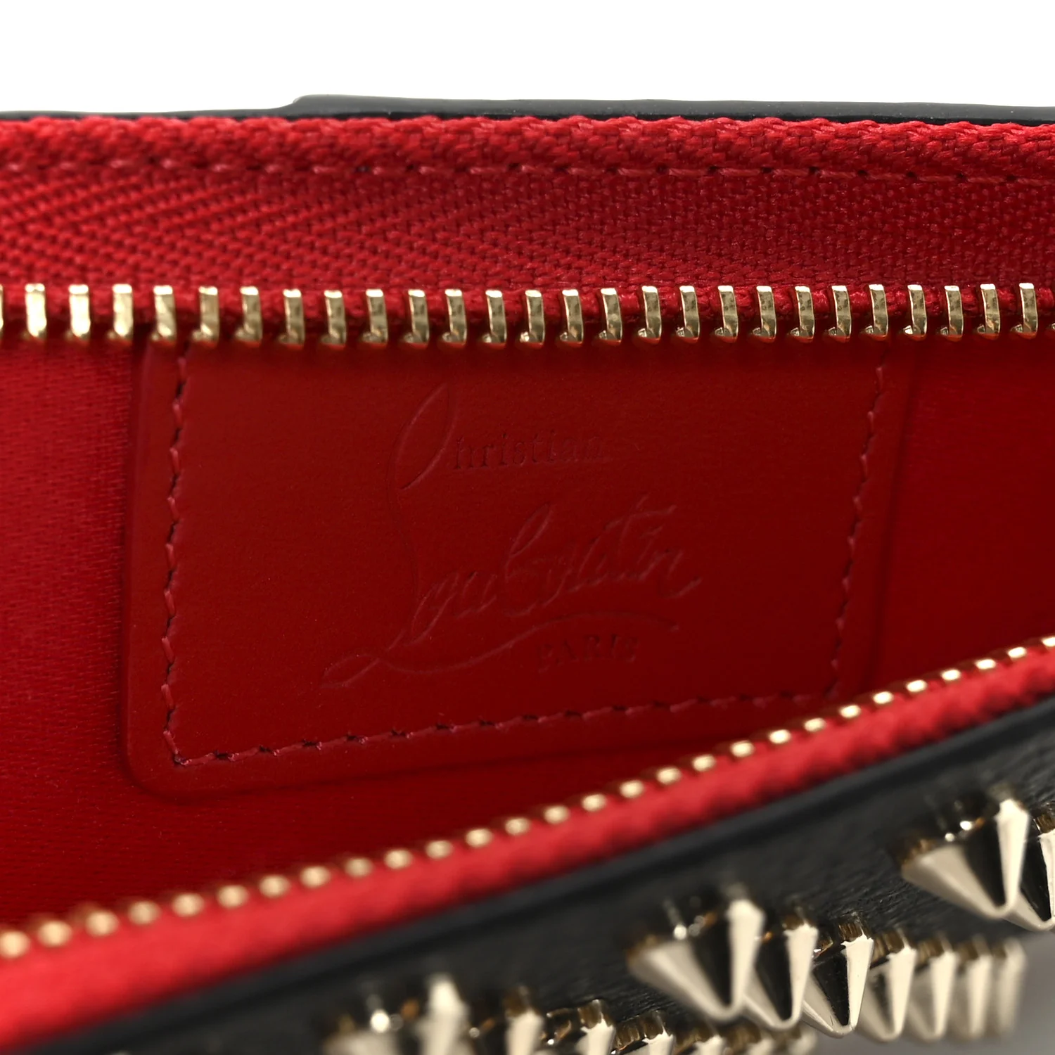 Calfskin Panettone Spiked Zip Card Holder  Black - Image 6