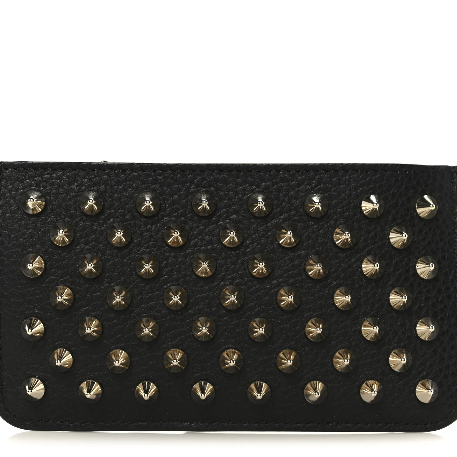 Calfskin Panettone Spiked Zip Card Holder  Black - Image 8