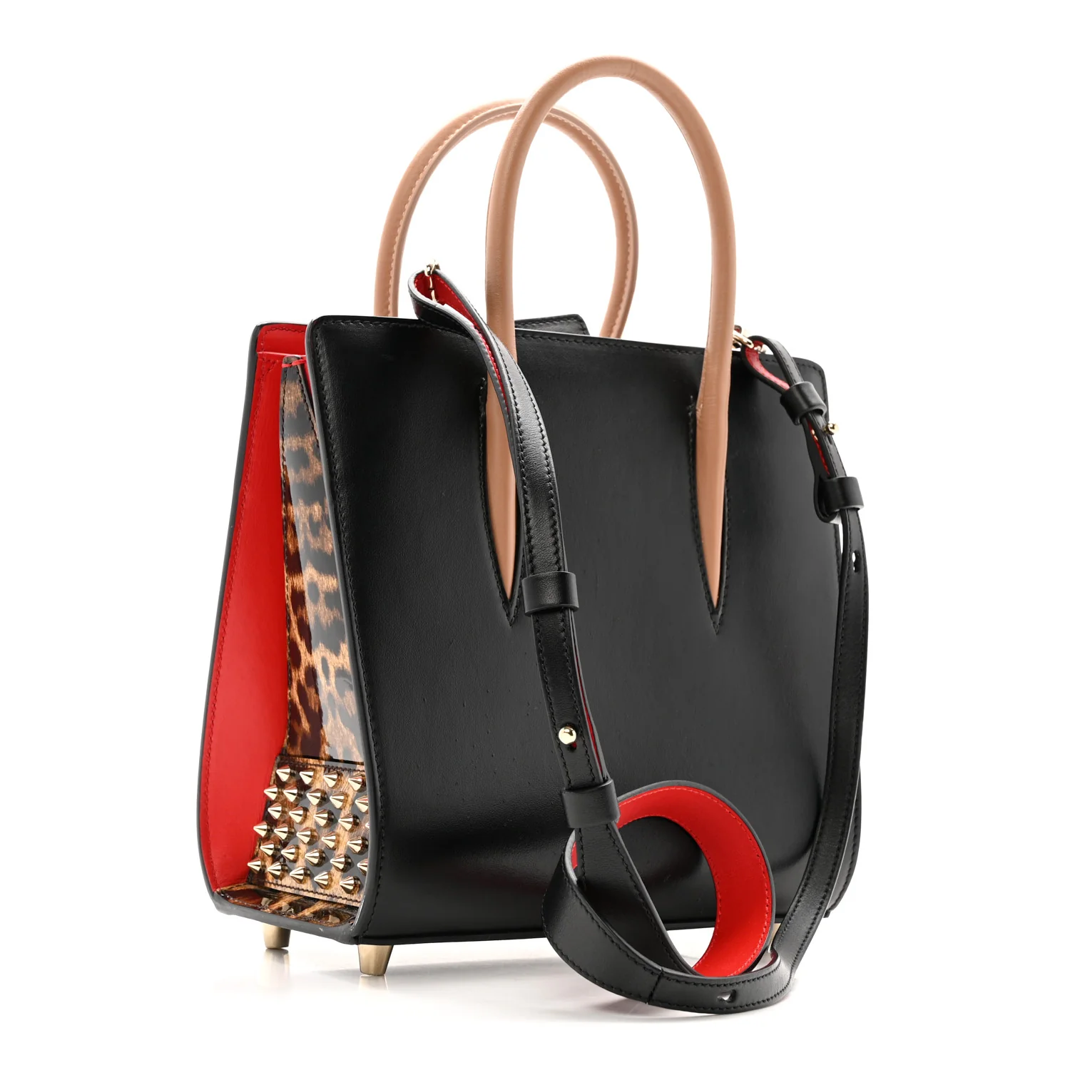 Calfskin Patent Leopard Studded Small Paloma Black - Image 3