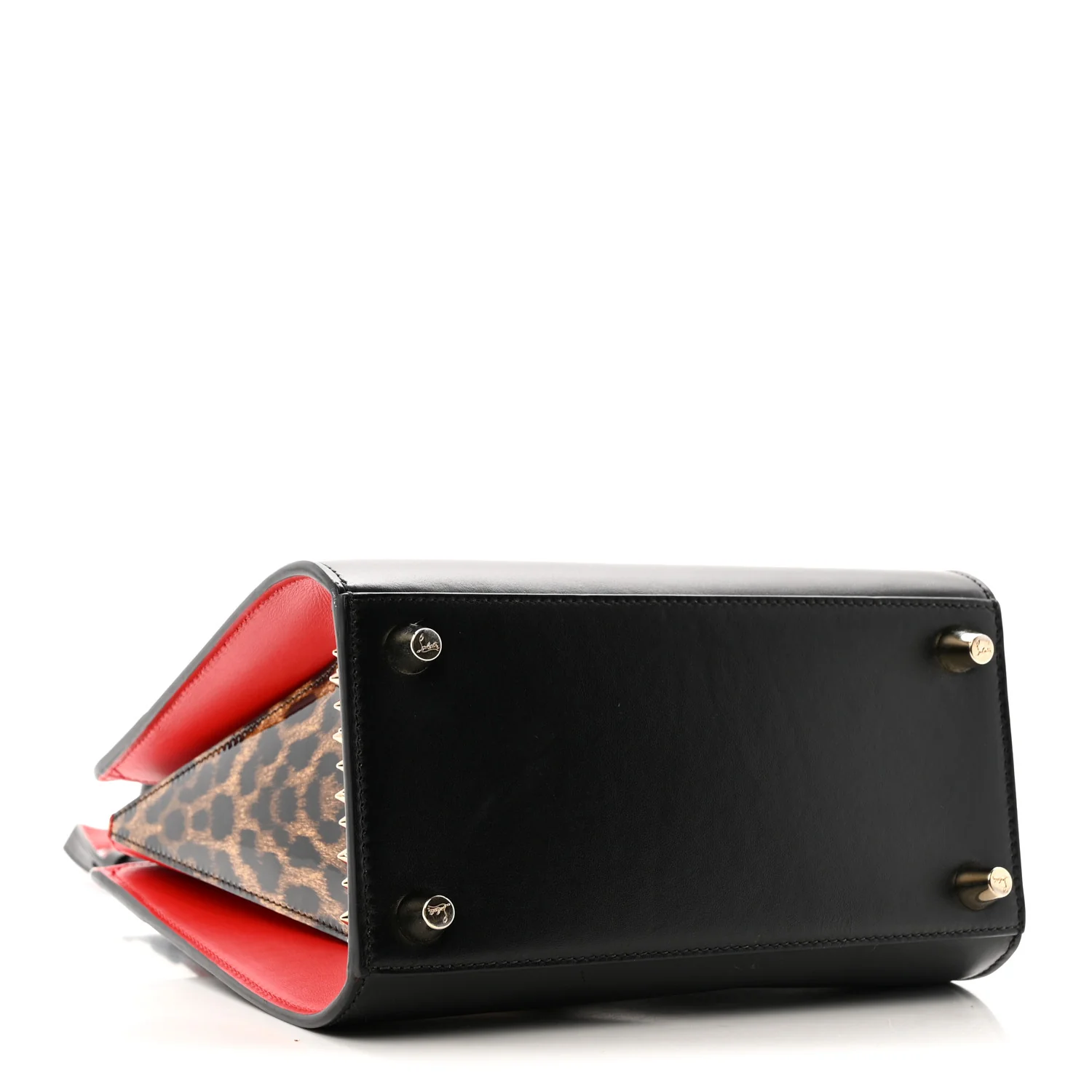 Calfskin Patent Leopard Studded Small Paloma Black - Image 4