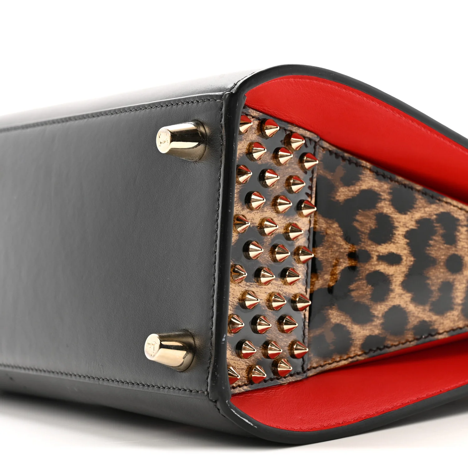 Calfskin Patent Leopard Studded Small Paloma Black - Image 9