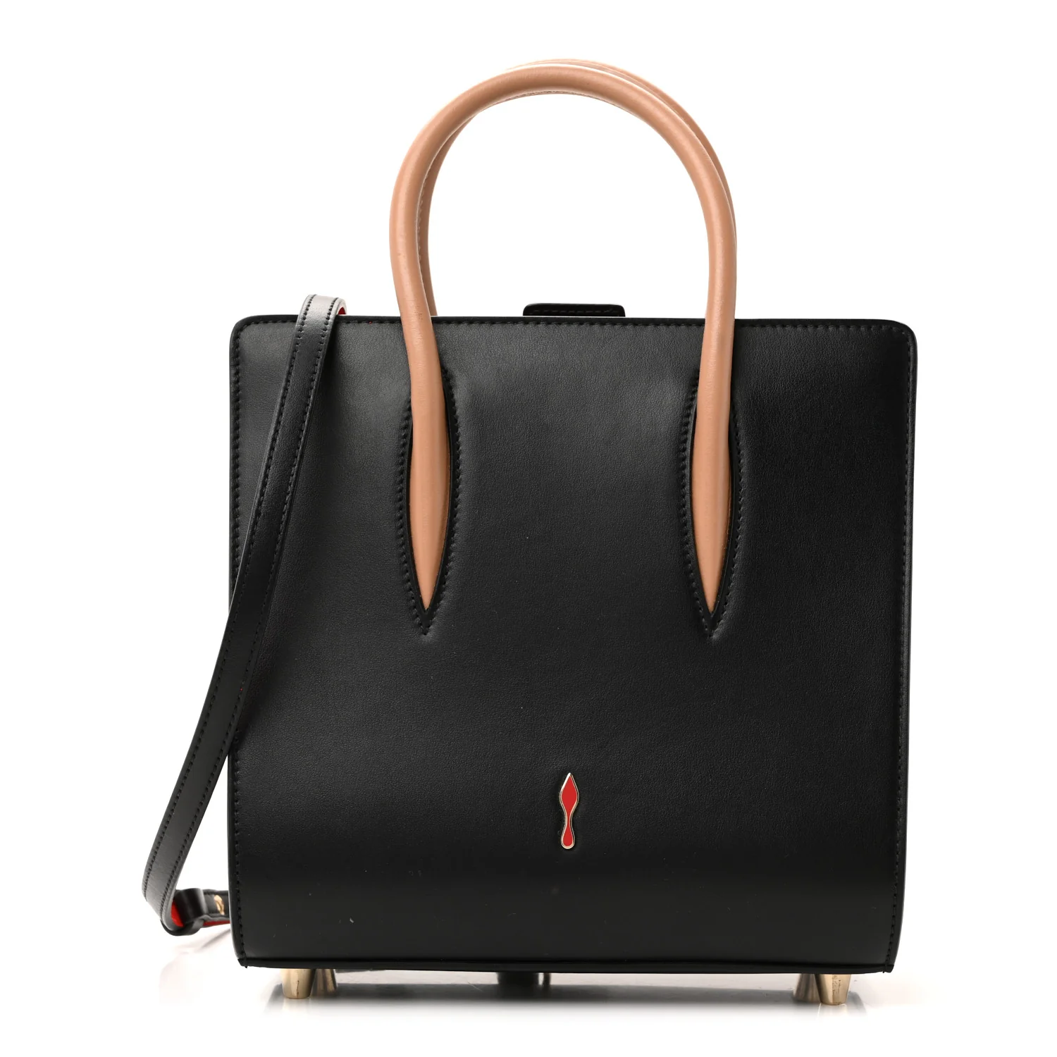 Calfskin Patent Leopard Studded Small Paloma Black