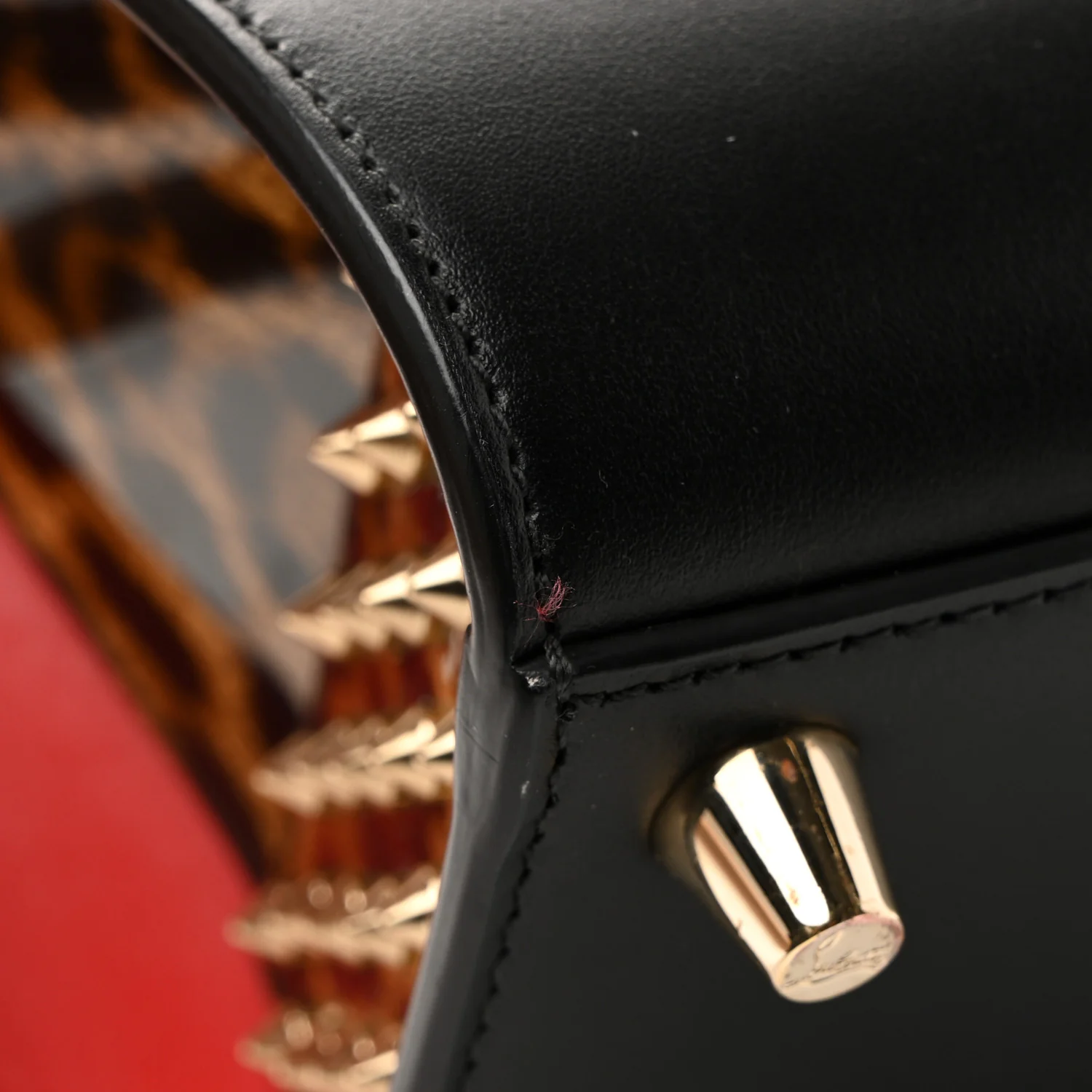 Calfskin Patent Leopard Studded Small Paloma Black - Image 31