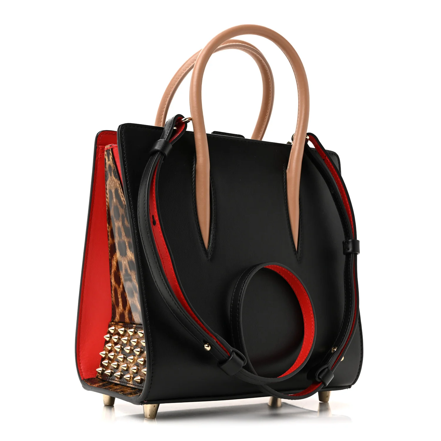 Calfskin Patent Leopard Studded Small Paloma Black - Image 5