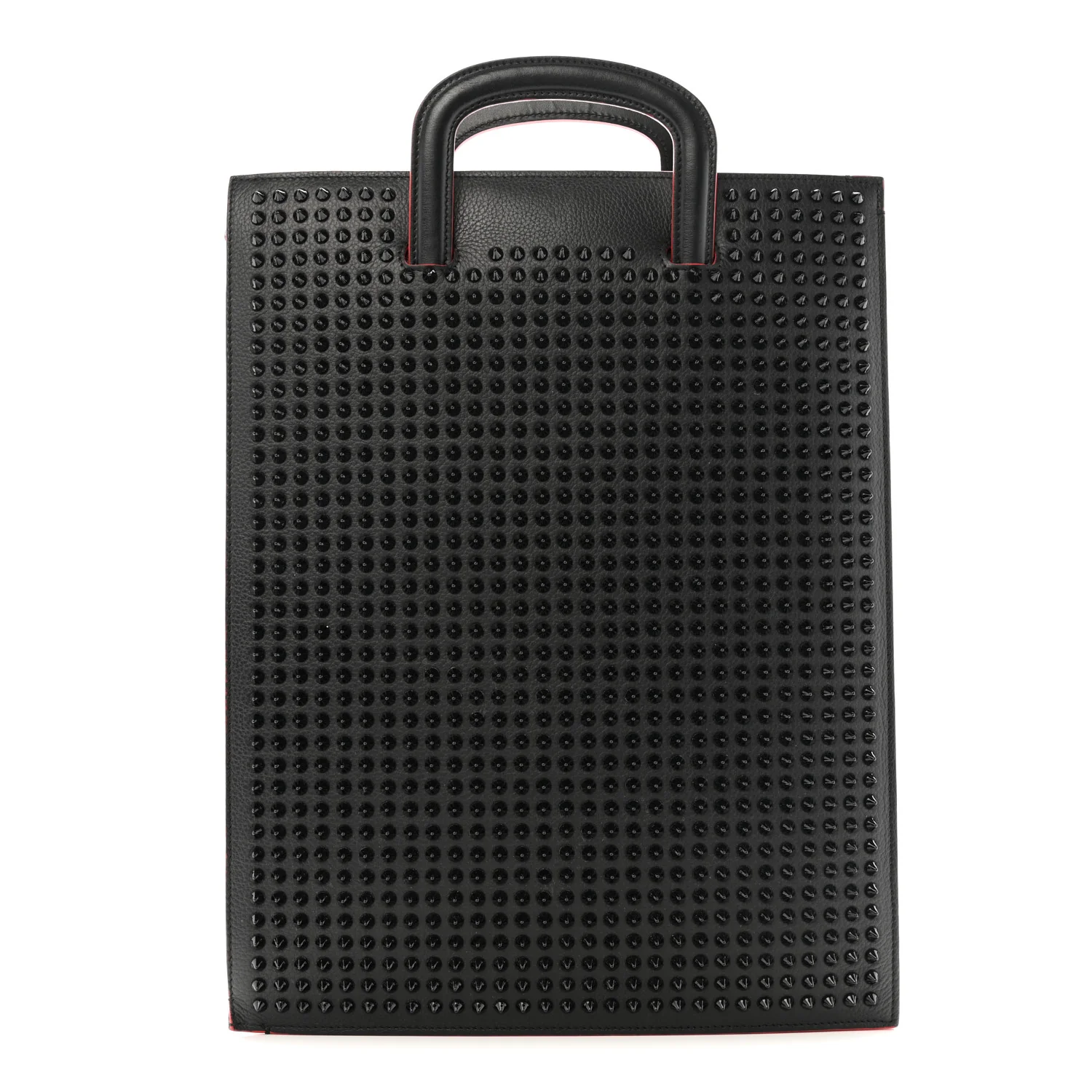 Calfskin Spiked Large Trictrac Portfolio Bag Black