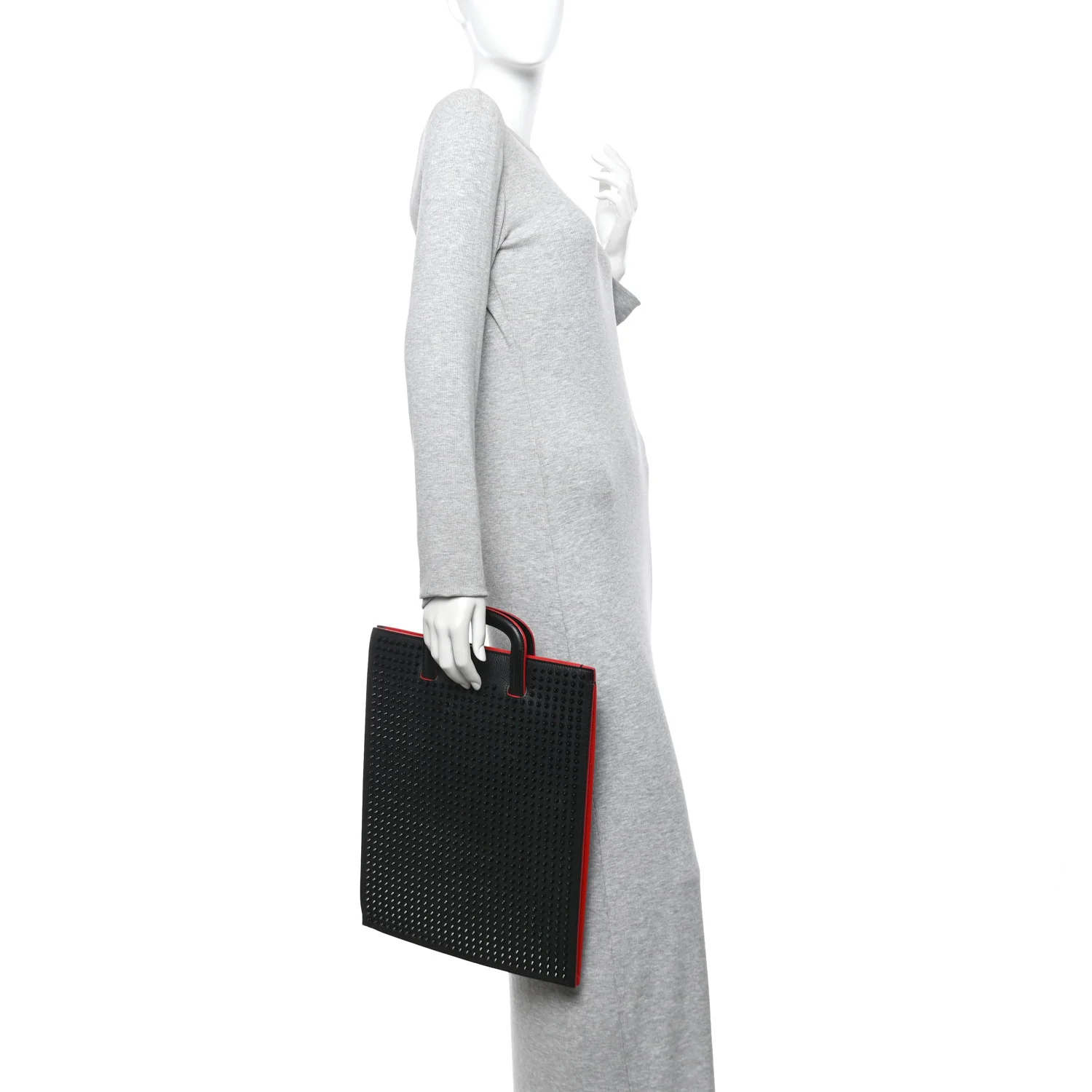 Calfskin Spiked Large Trictrac Portfolio Bag Black - Image 2