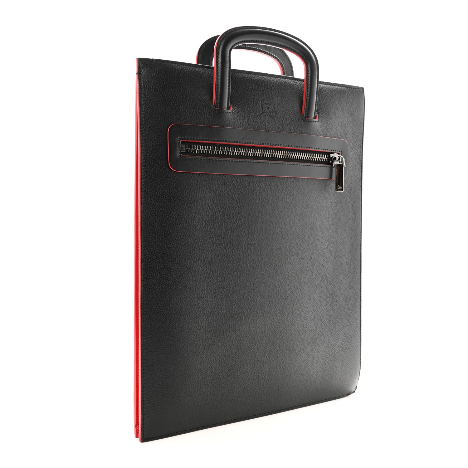 Calfskin Spiked Large Trictrac Portfolio Bag Black - Image 3