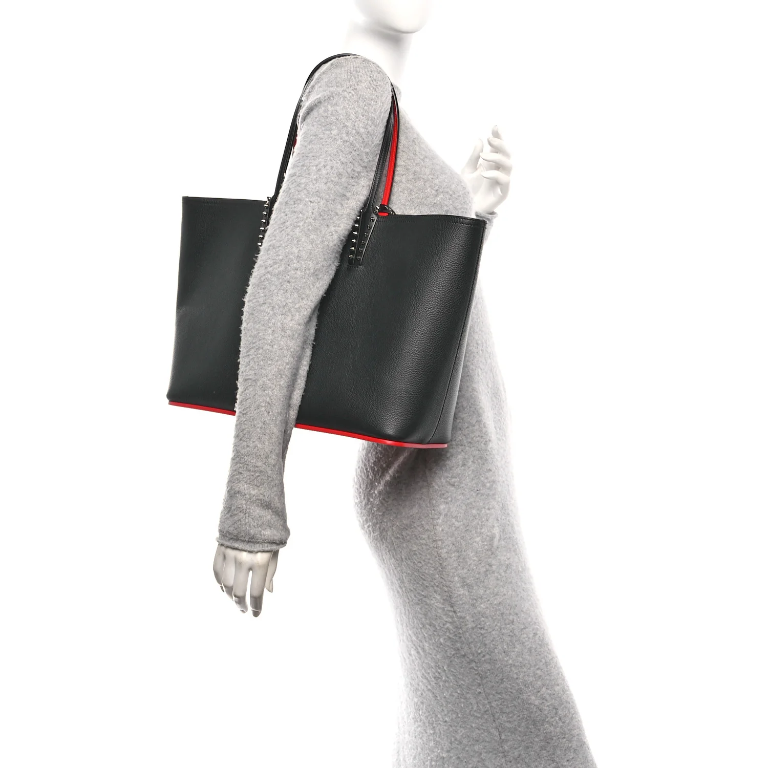 Calfskin Spikes East West Cabata Tote Black - Image 2