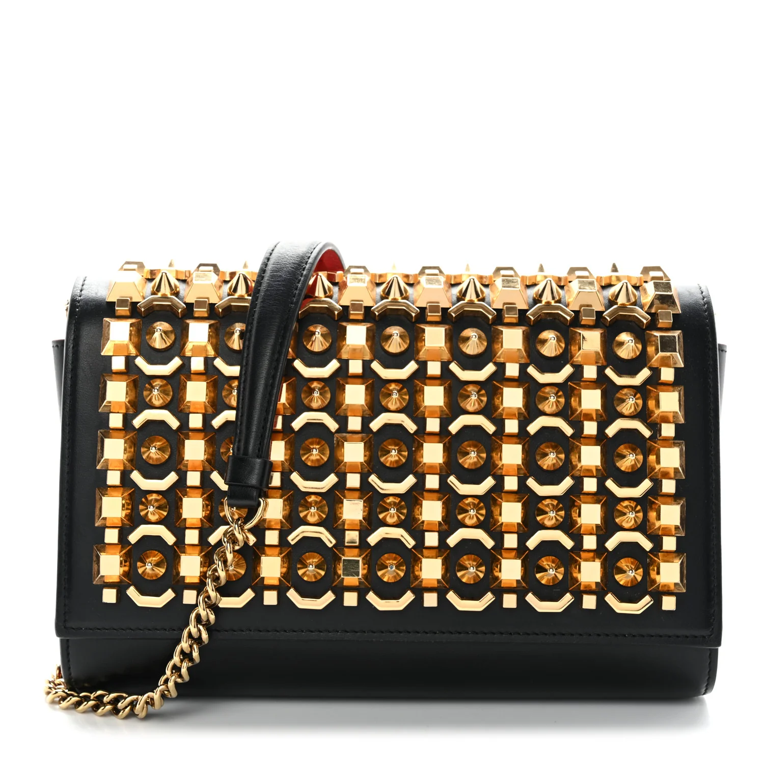 Calfskin Spikes Empire Paloma Clutch Black
