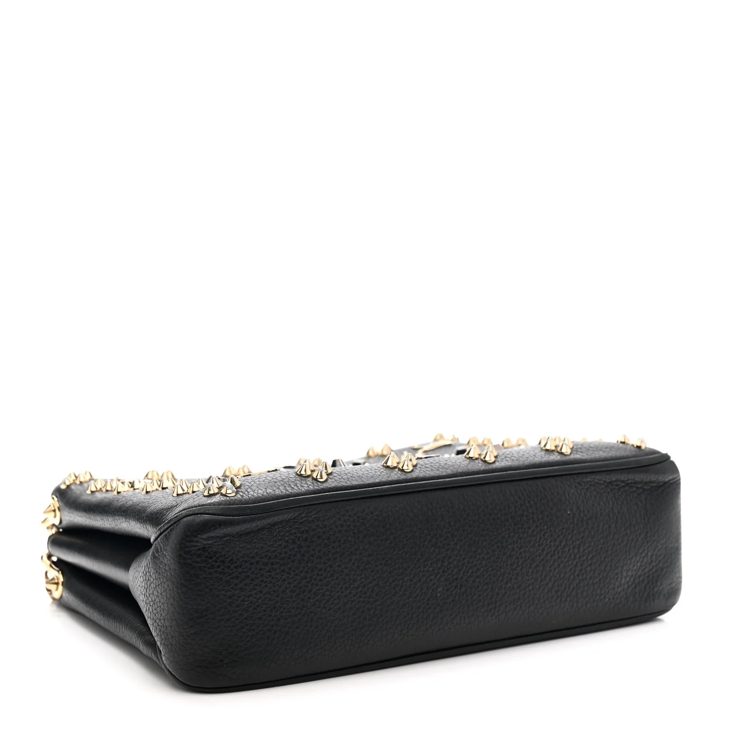 Calfskin Spikes Loubinthesky Large Triloubi Shoulder Bag Black - Image 4