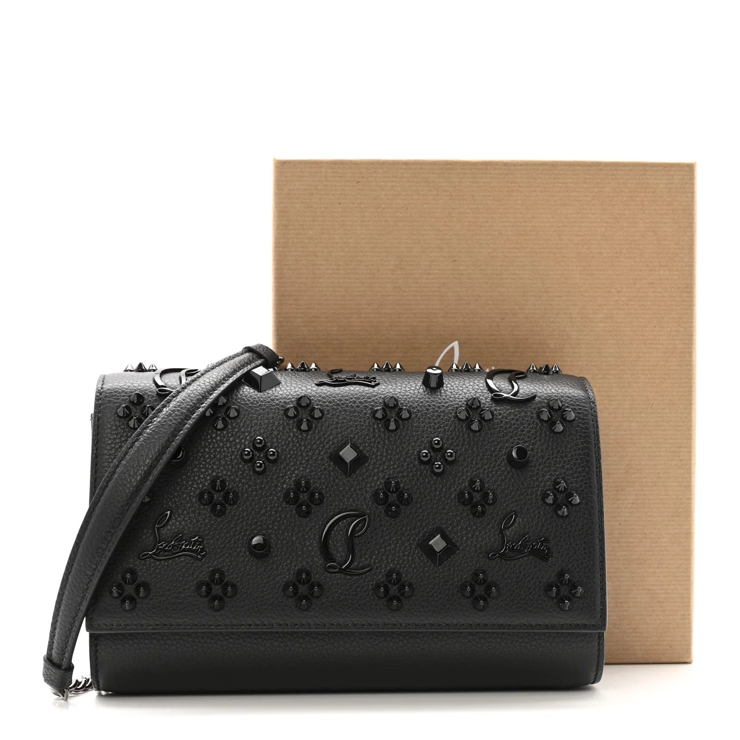 Calfskin Spikes Loubinthesky Paloma Clutch Black - Image 11