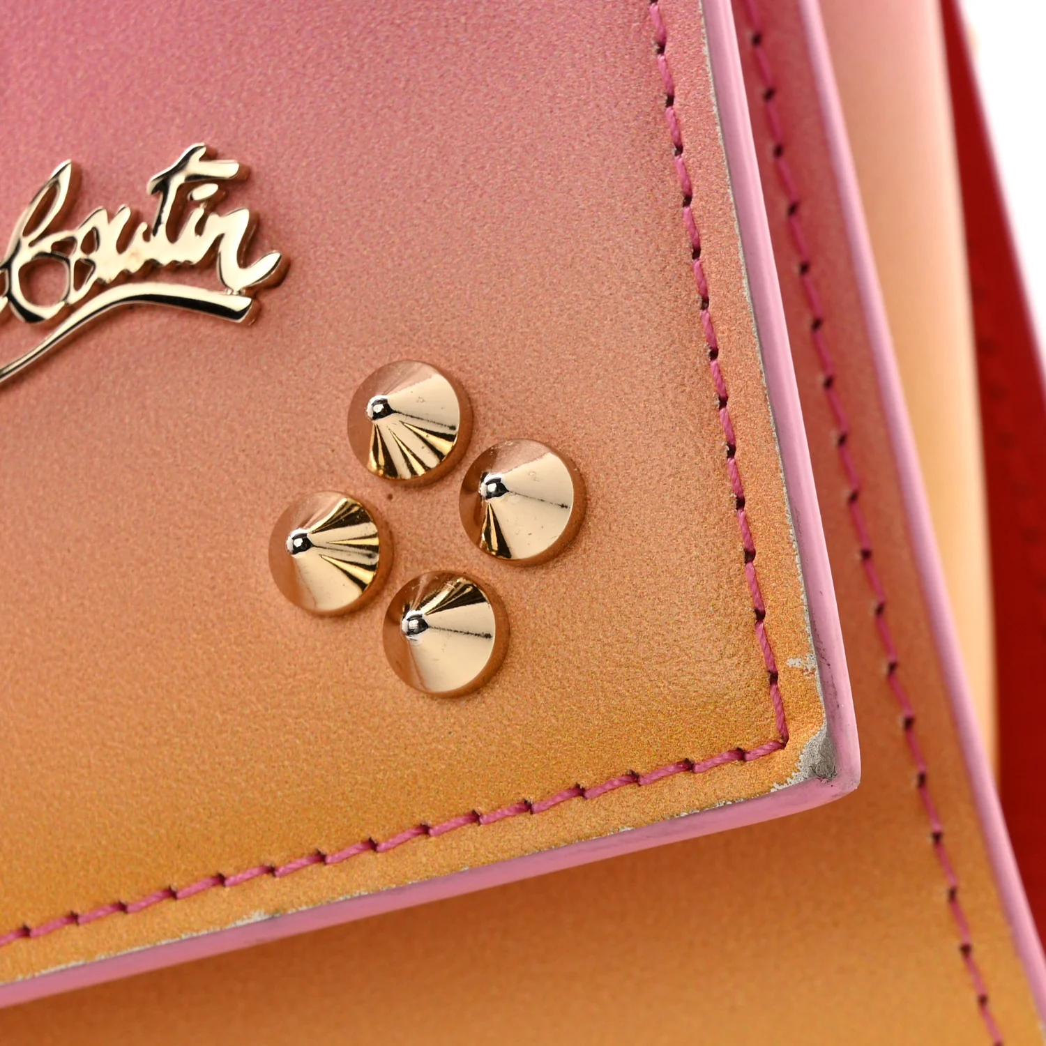 Calfskin Spikes Loubinthesky Paloma Wallet On Chain Degraftersun Gold - Image 11