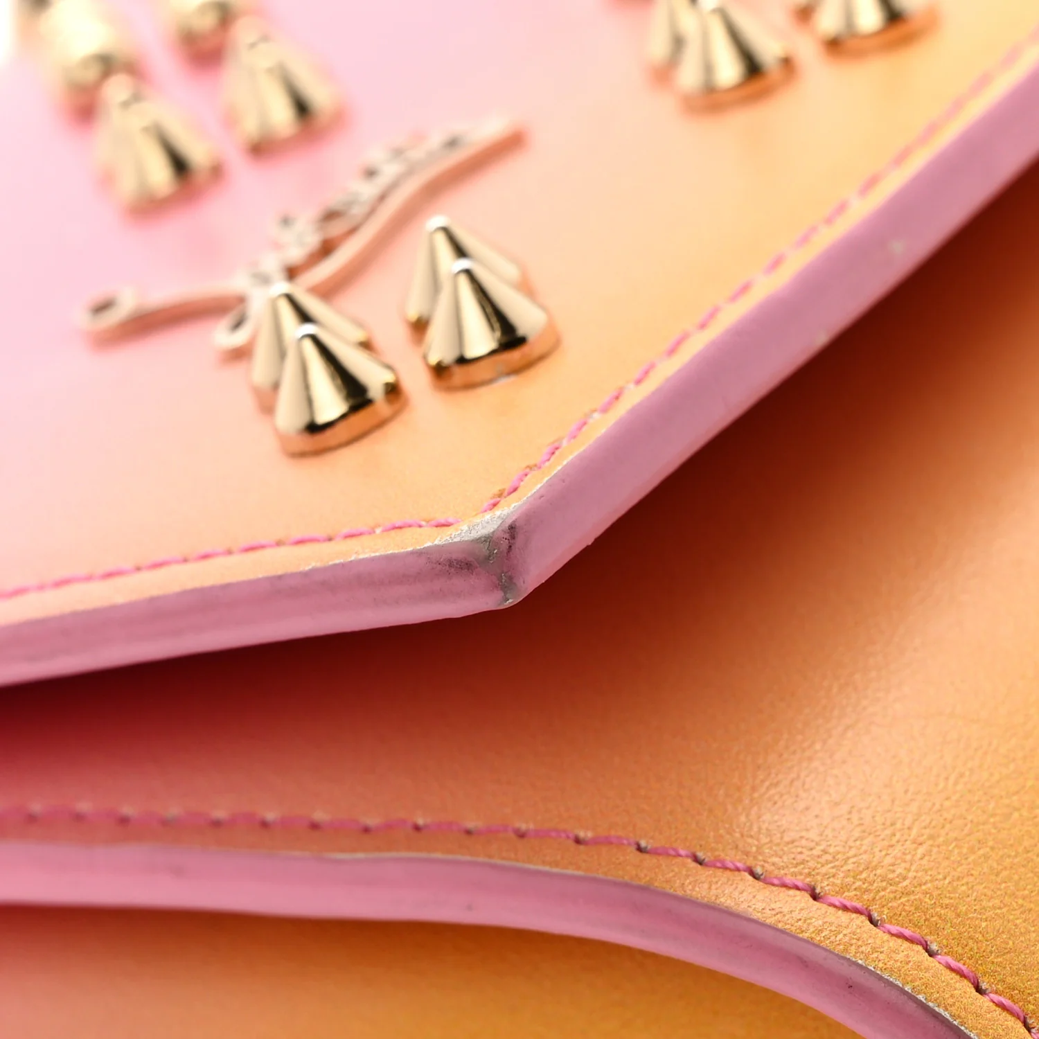 Calfskin Spikes Loubinthesky Paloma Wallet On Chain Degraftersun Gold - Image 12