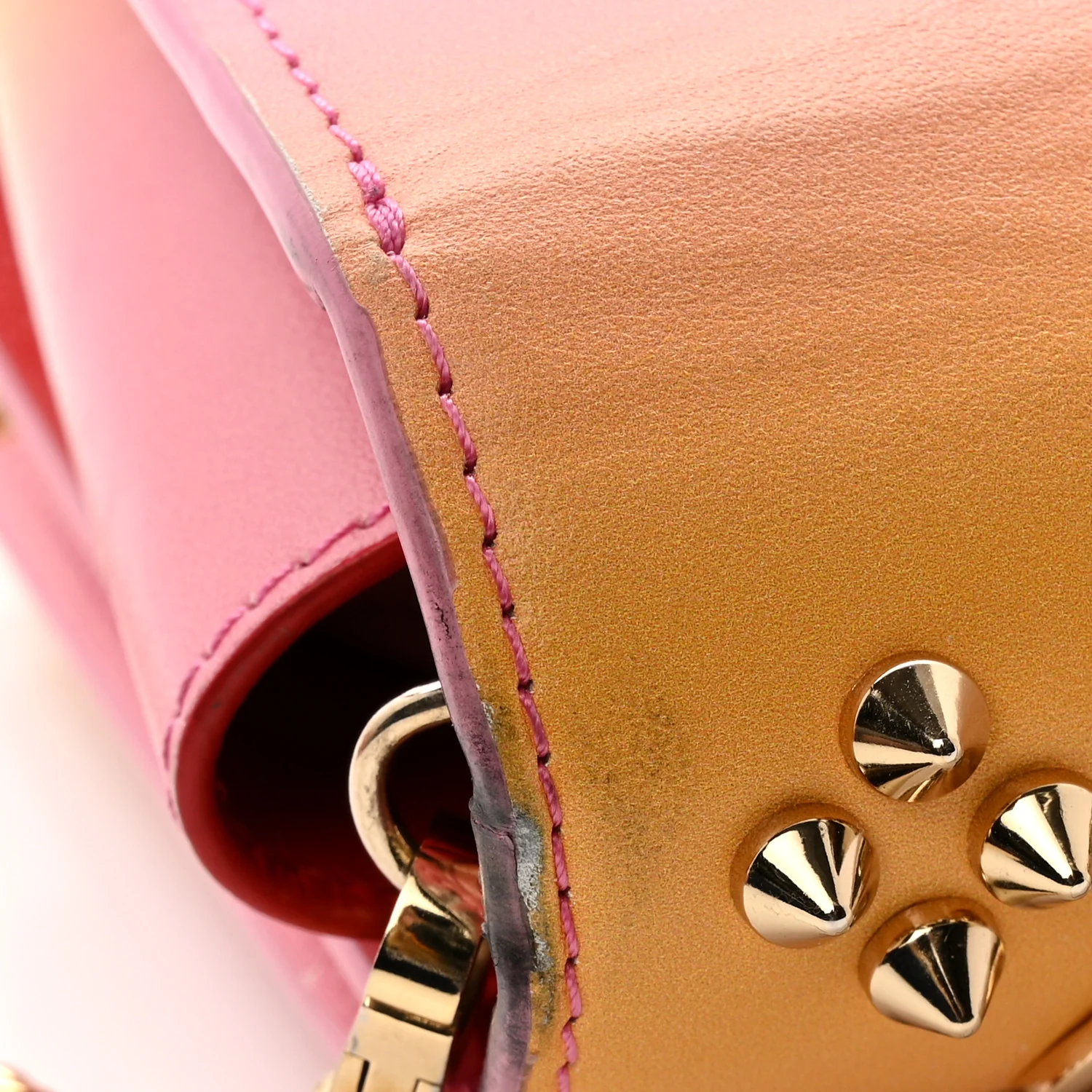 Calfskin Spikes Loubinthesky Paloma Wallet On Chain Degraftersun Gold - Image 13