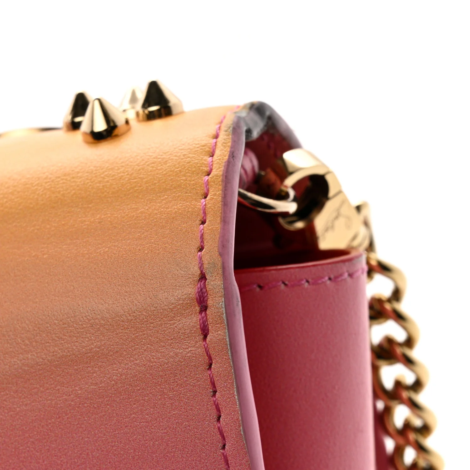 Calfskin Spikes Loubinthesky Paloma Wallet On Chain Degraftersun Gold - Image 14